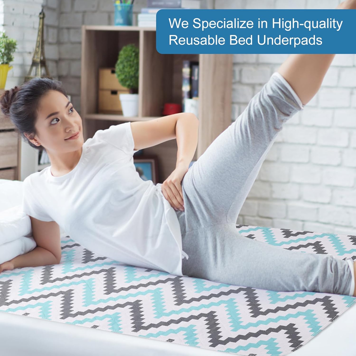 OUTCREATOR Washable Bed Pads 34x56 Pack of 2 1