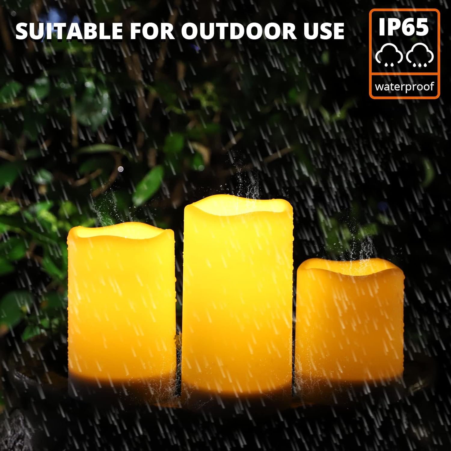 NURADA Solar Powered Flameless Candles - Waterproof Rechargeable Set