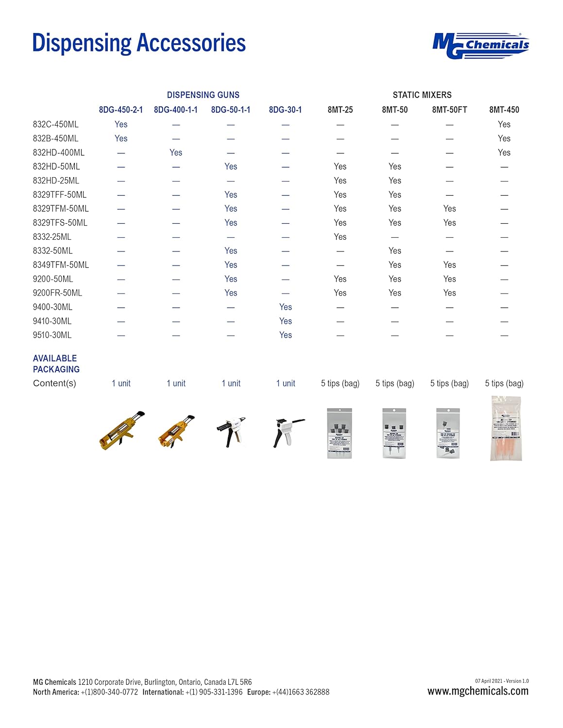 MG Chemicals 30mL One-Part Epoxy Dispensing Gun - Model 8DG-30-1