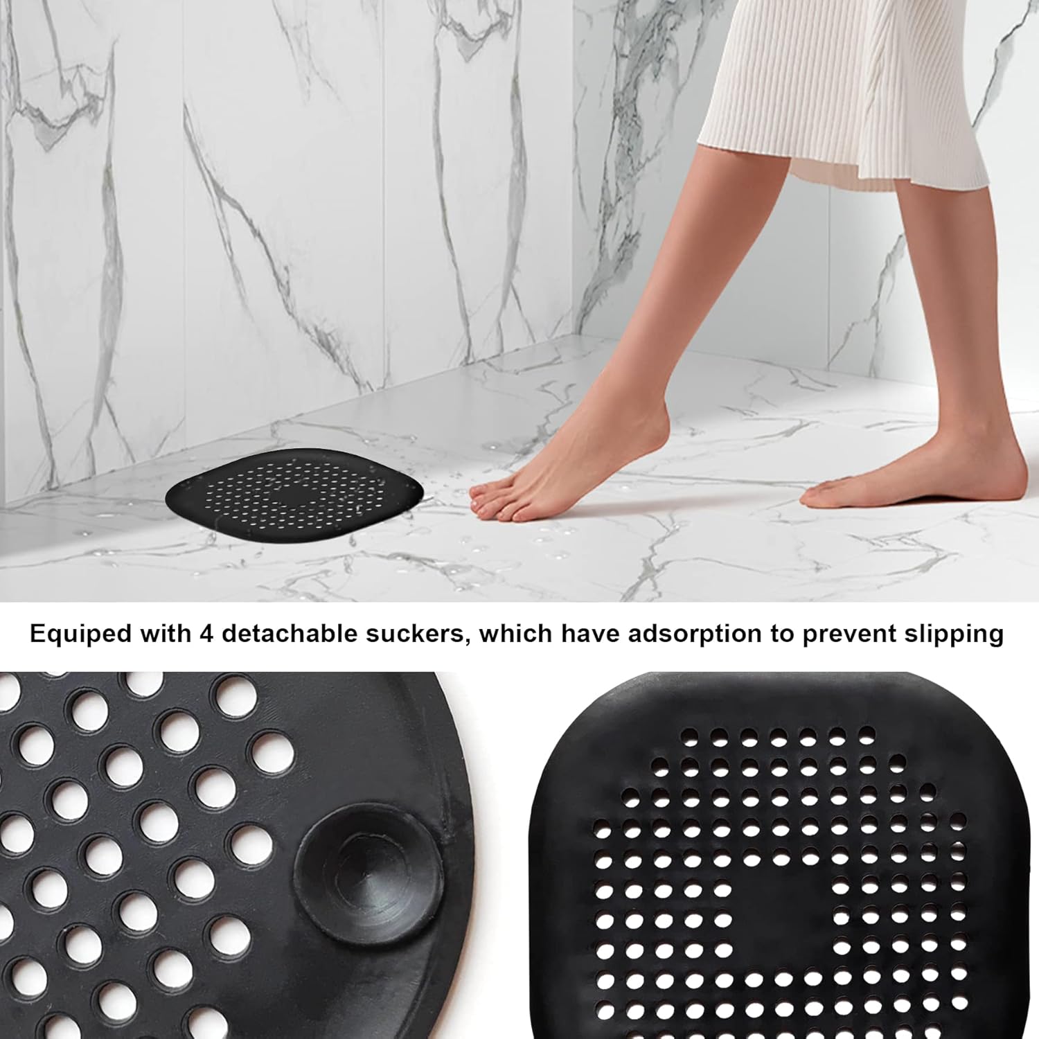Philbinden 2-Piece Shower Drain Hair Catcher with Suckers