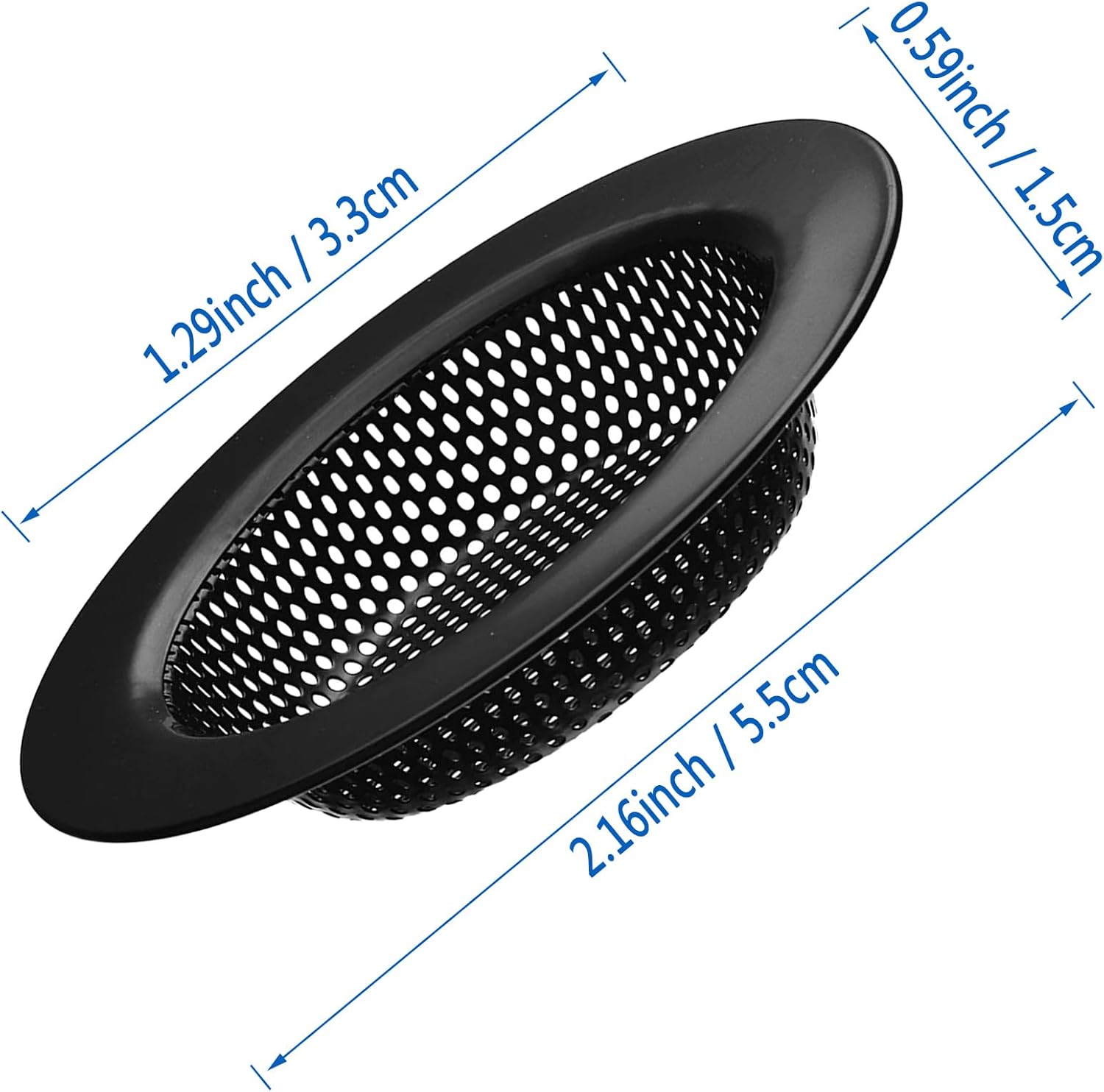 2 Pcs Black Stainless Steel Mesh Sink Drain Strainer with Large Food Catch