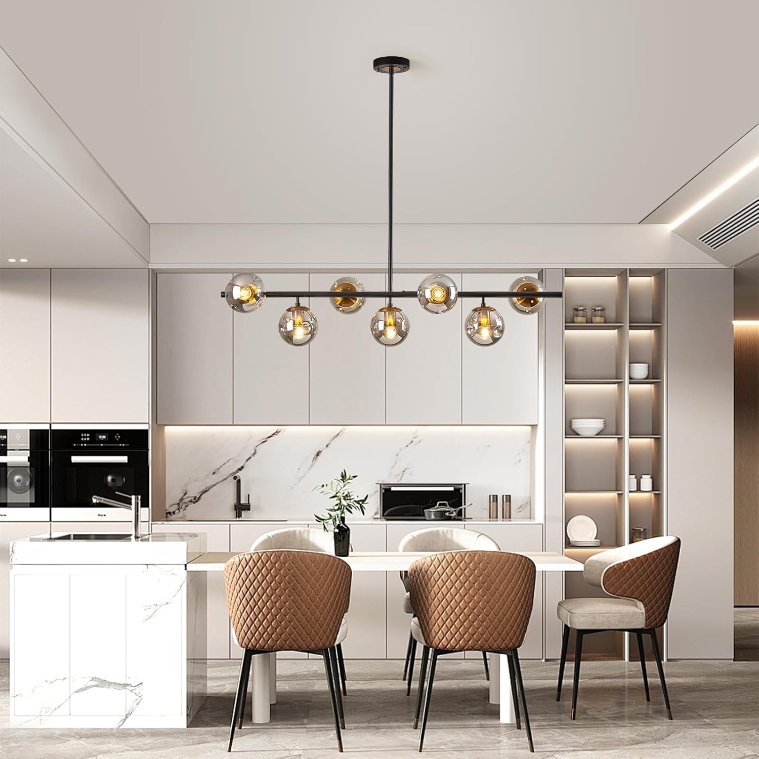 Modern Linear Chandeliers with Sloped Ceiling Adapter