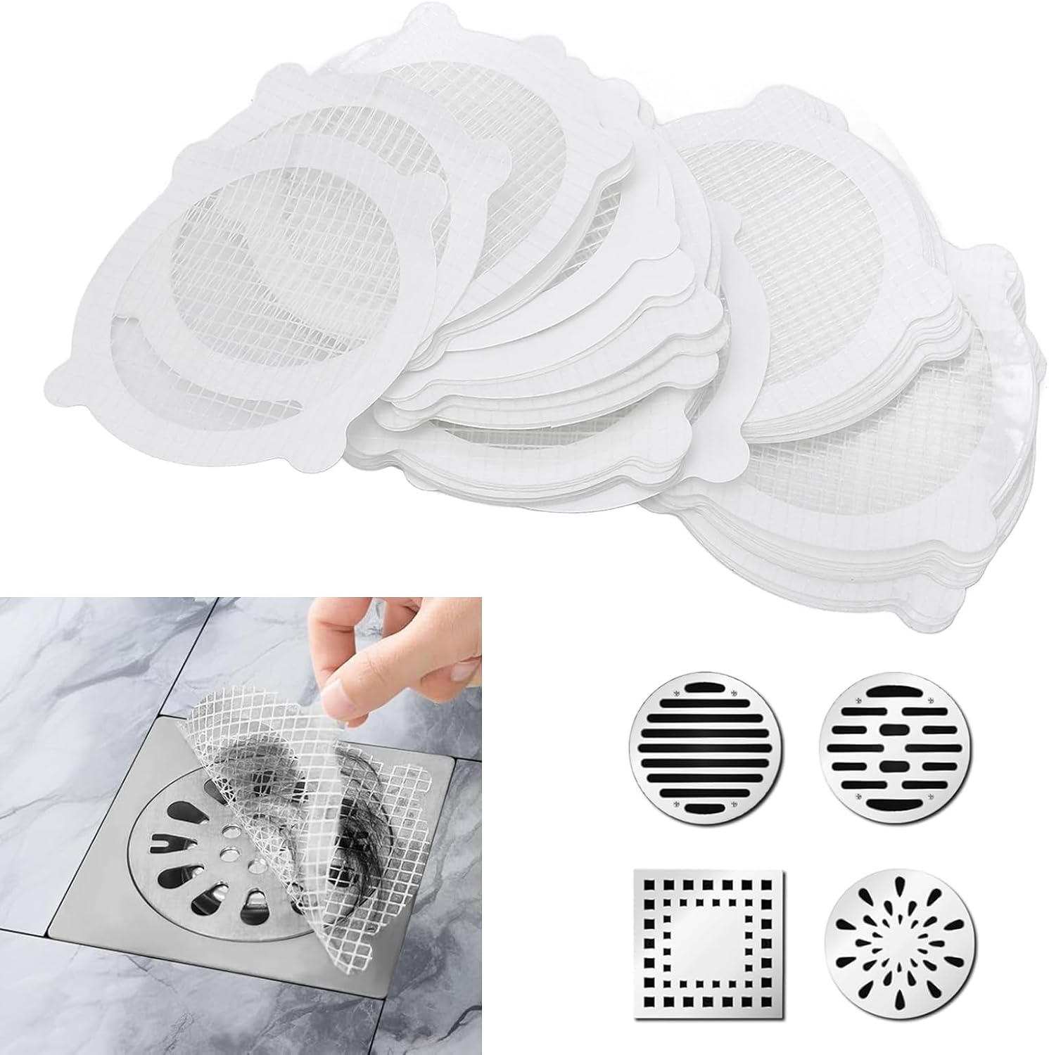 50PCS Waterproof Drain Stickers for Hair Catching