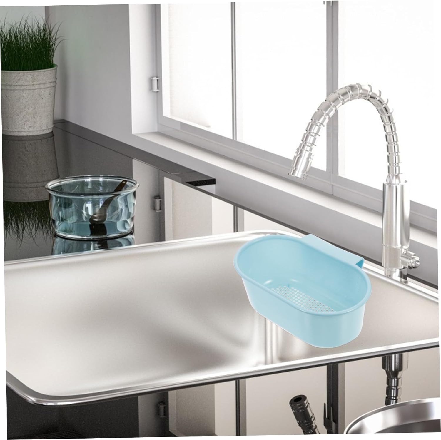 LIFKICH 2Pcs Sturdy Kitchen Sink Drain Basket with Food Strainer and Colander