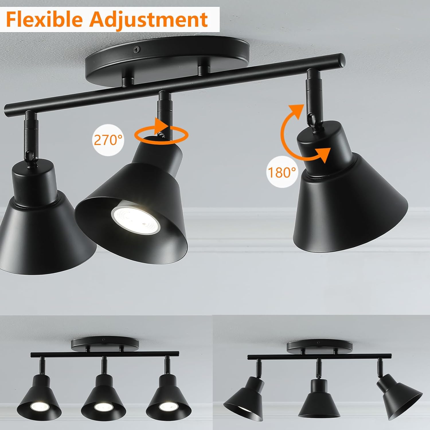 Vivihobb Black Track Lighting Fixture with E26 Base