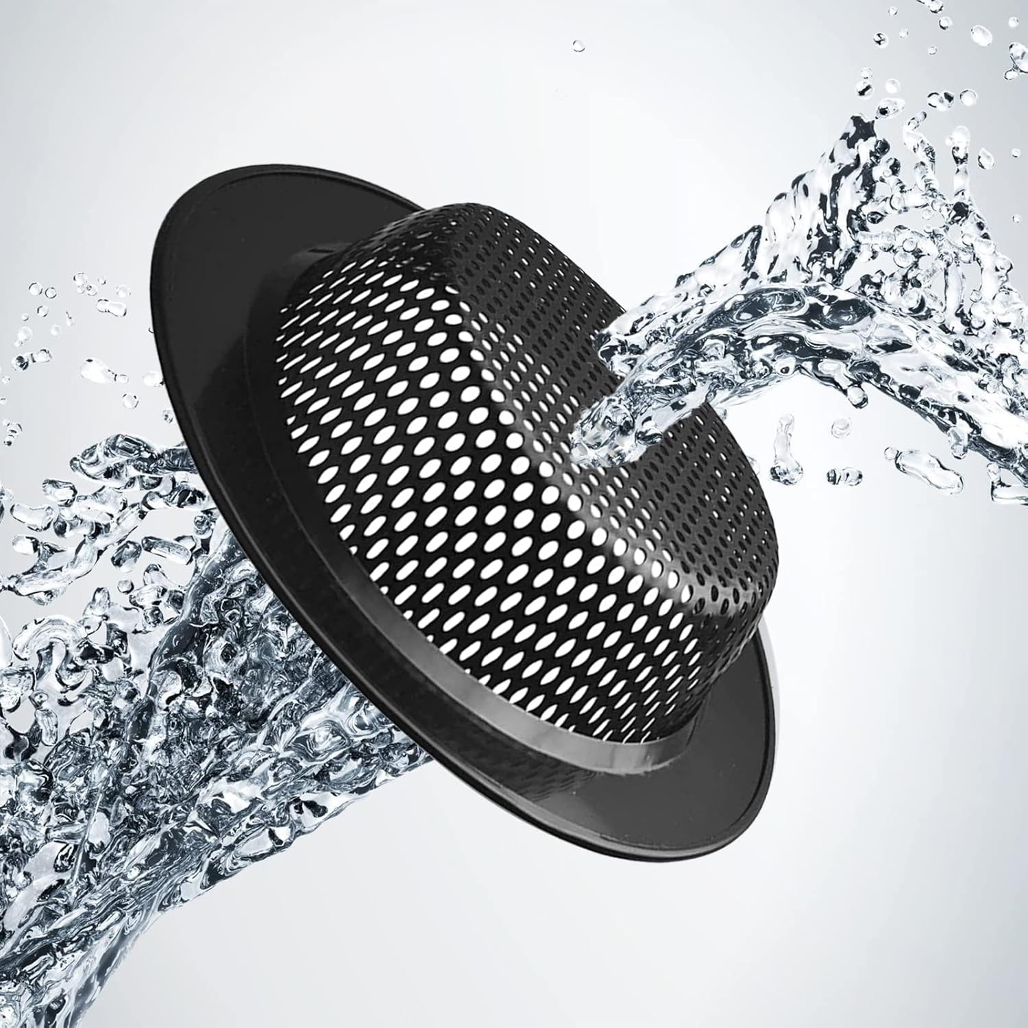 2 Pcs Black Stainless Steel Mesh Sink Drain Strainer with Large Food Catch