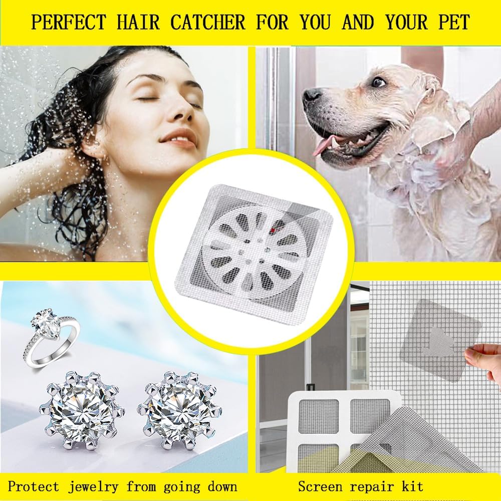 Hair Catcher for Shower and Sink Drains - 4x4 Inch Grid