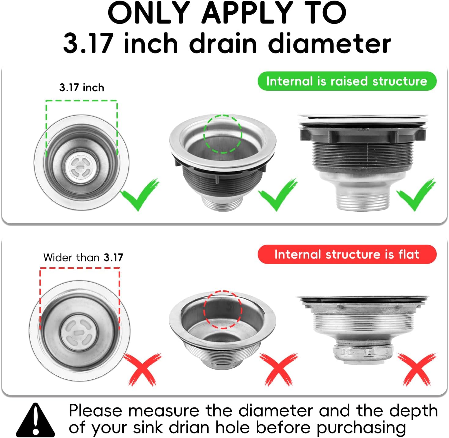 Wokdada Reversible Stainless Steel Sink Strainer