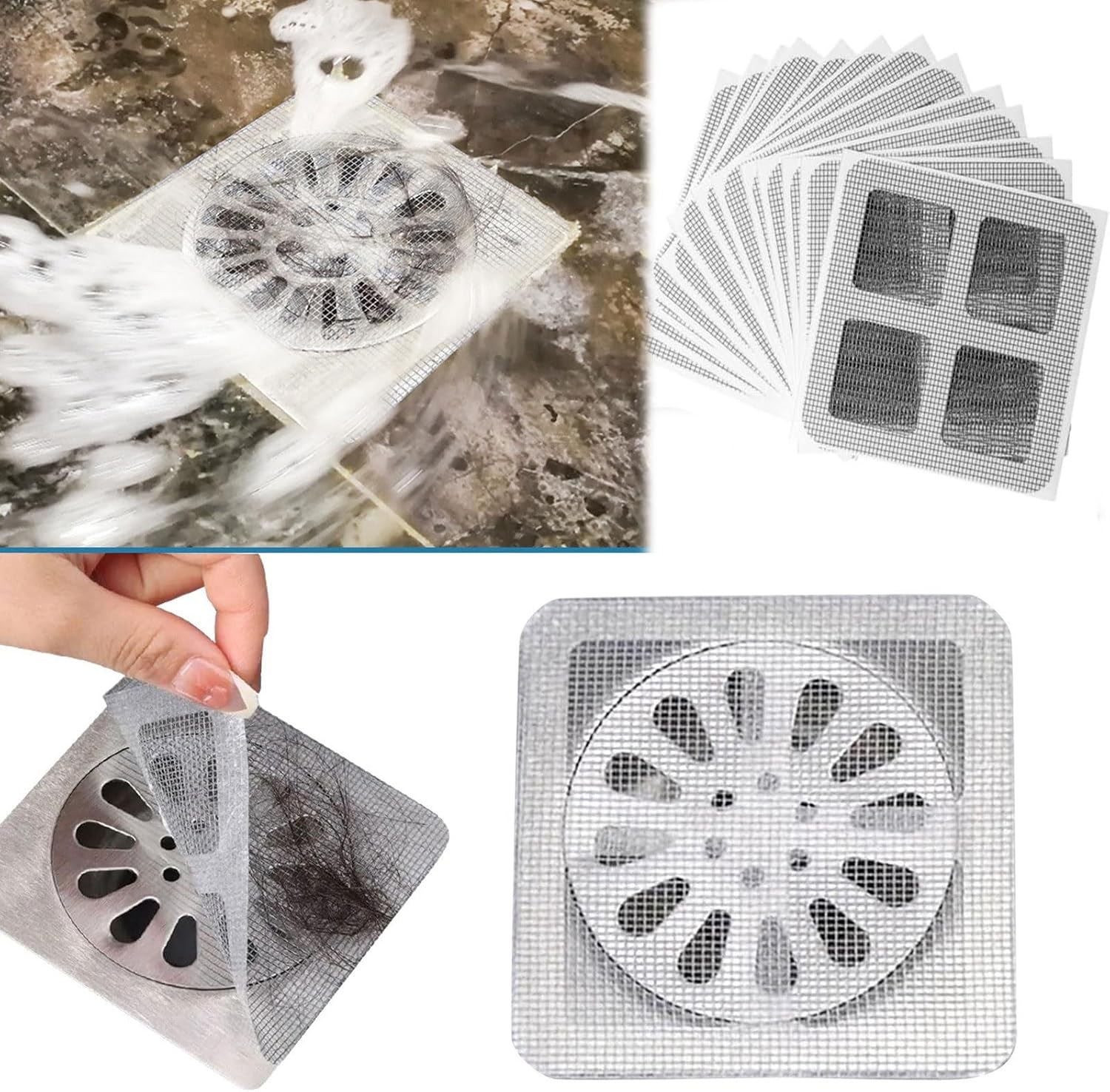 30PCS Disposable Hair Drain Stickers for Bathrooms and Kitchens