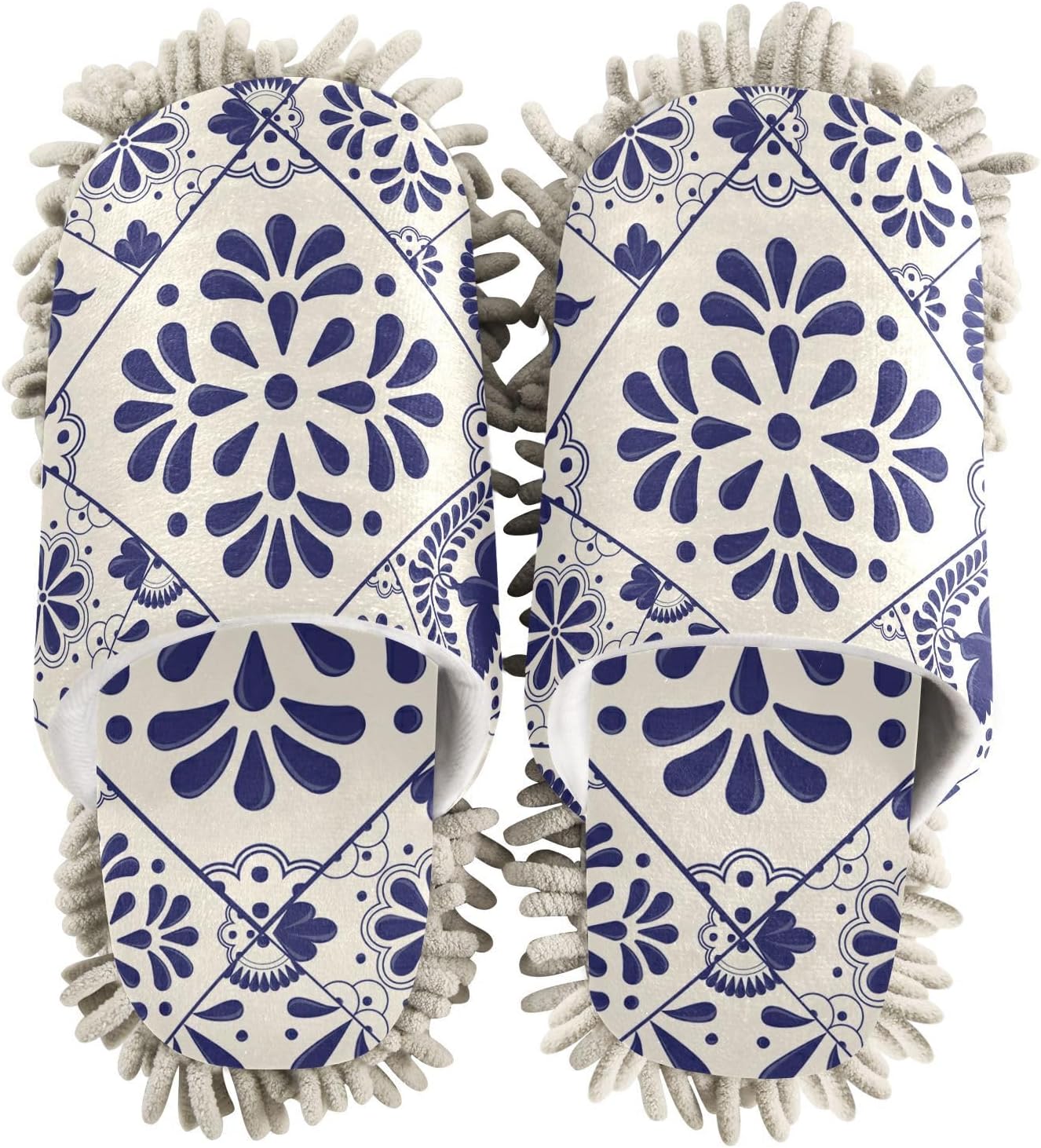 Sinestour Mop Slippers with Talavera Pattern for Floor Cleaning