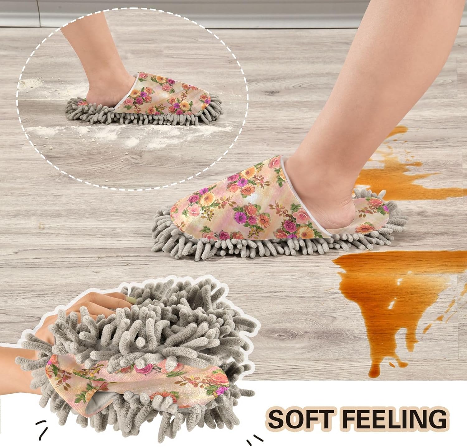 Kigai Microfiber Cleaning Slippers with Flowers