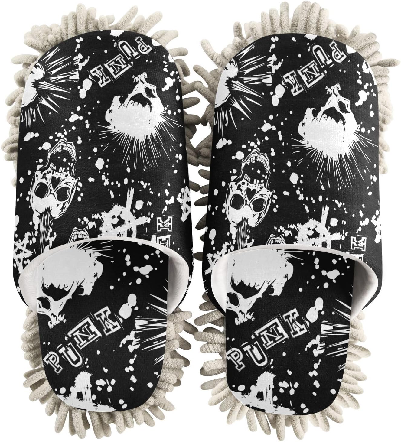 Sinestour Punk Skull Mop Slippers for Floor Cleaning 1