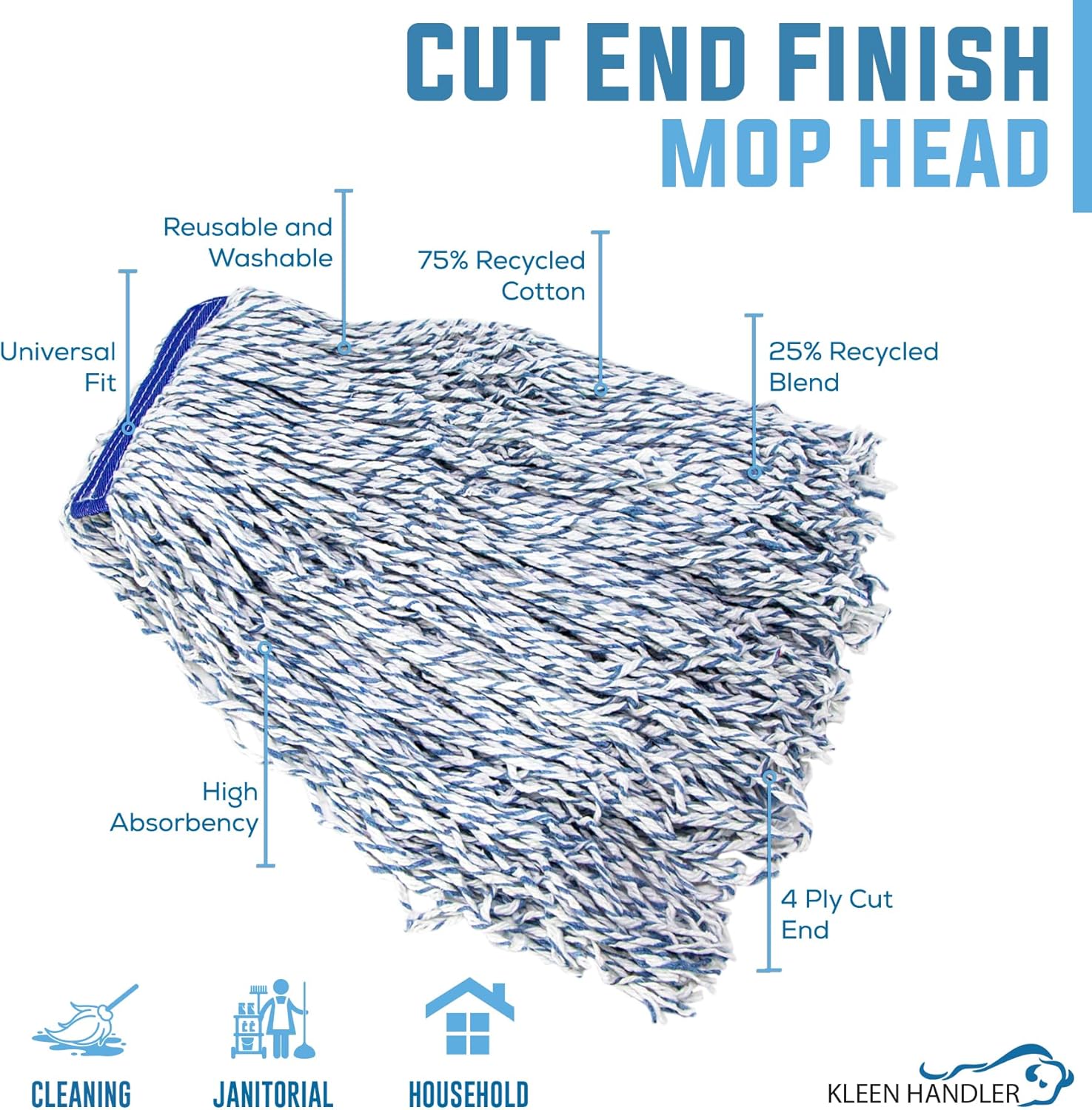 KLEEN HANDLER Cut End Finish Mop Replacement Head
