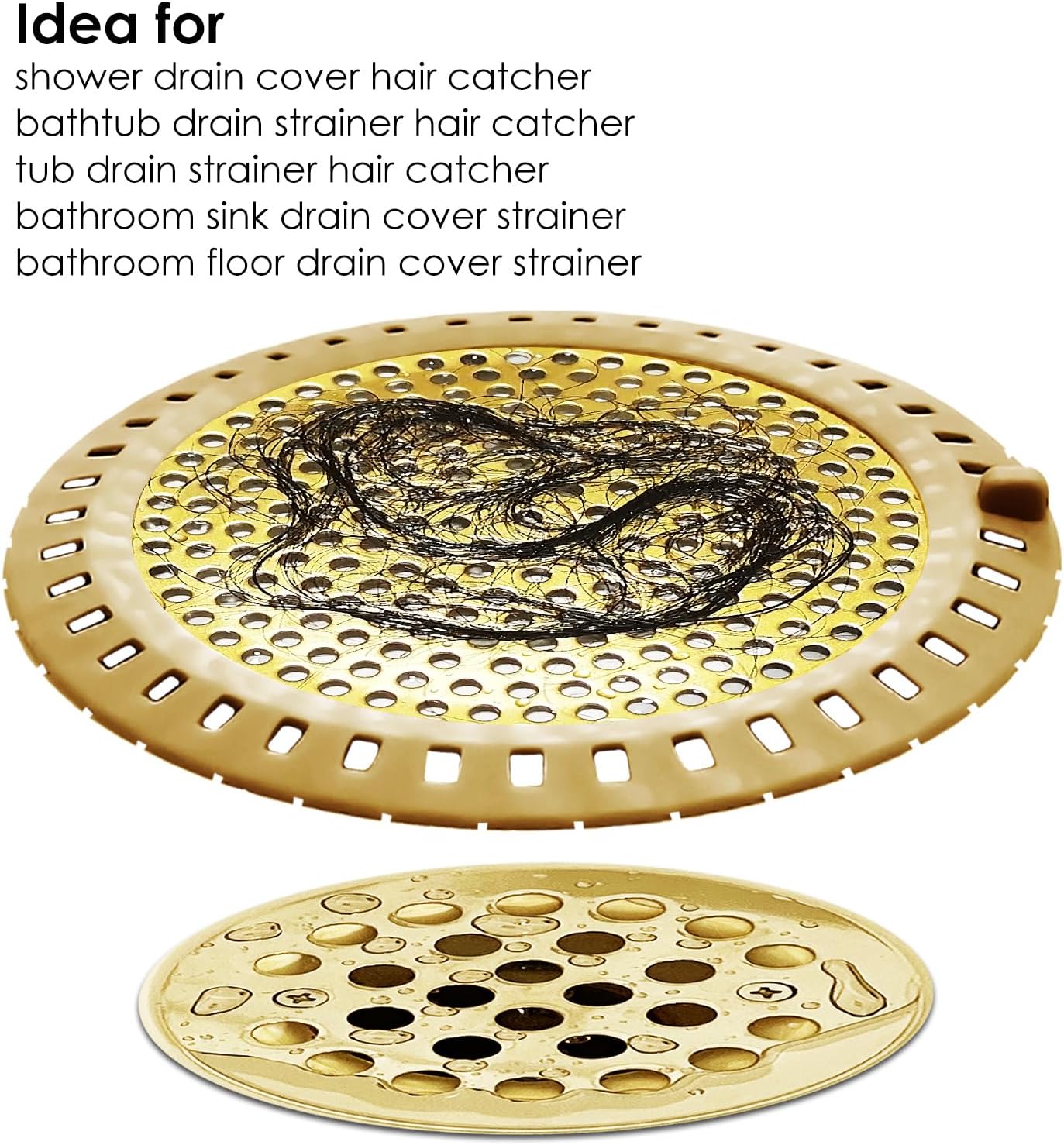 2PCS Hair Catcher Shower Drain Cover with Silicone and Stainless Steel