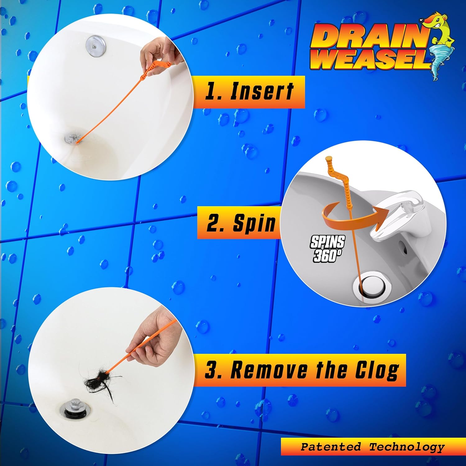 FlexiSnake Drain Weasel 18-Inch Hair Clog Remover