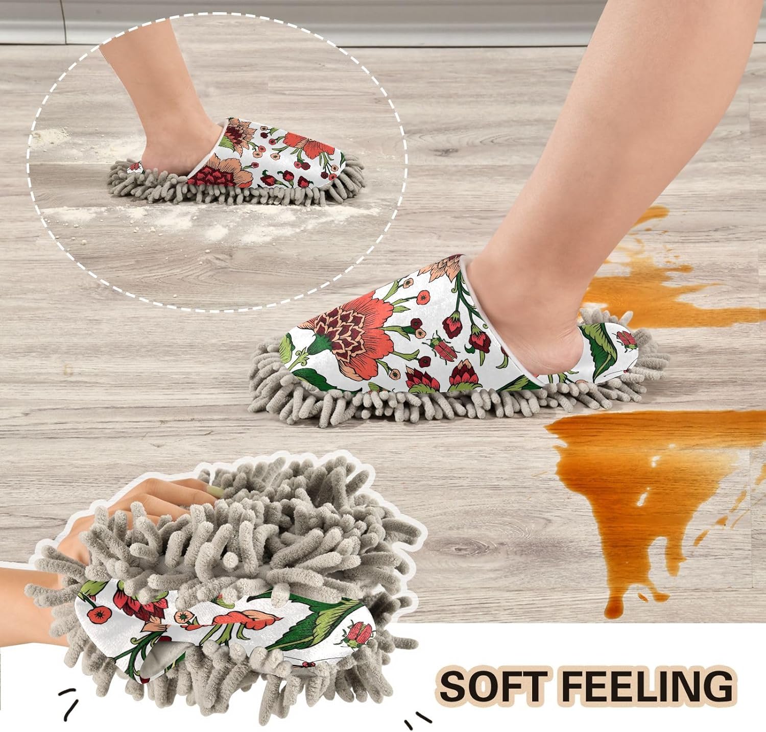 Sinestour White Mop Slippers for Floor Cleaning