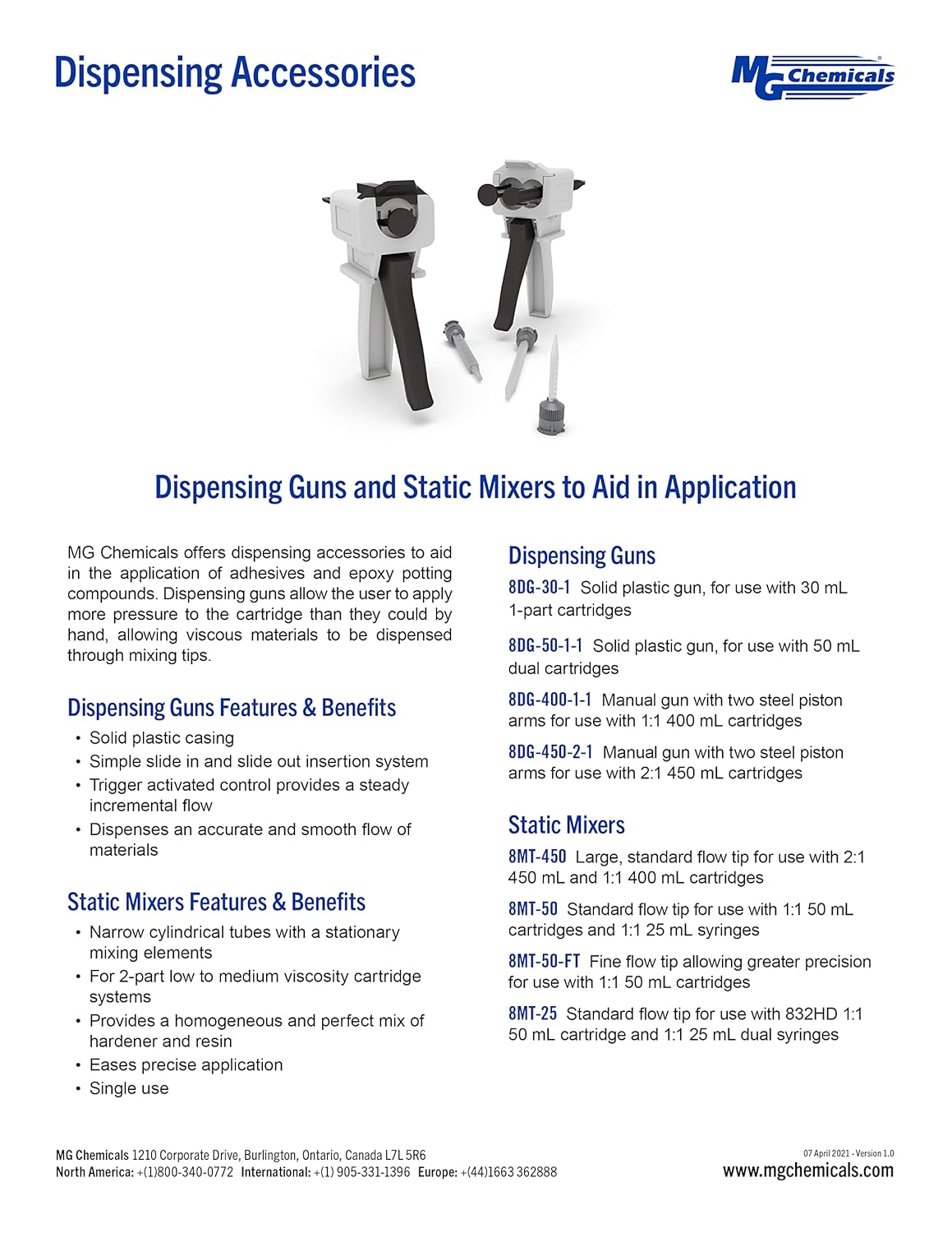 MG Chemicals 30mL One-Part Epoxy Dispensing Gun - Model 8DG-30-1