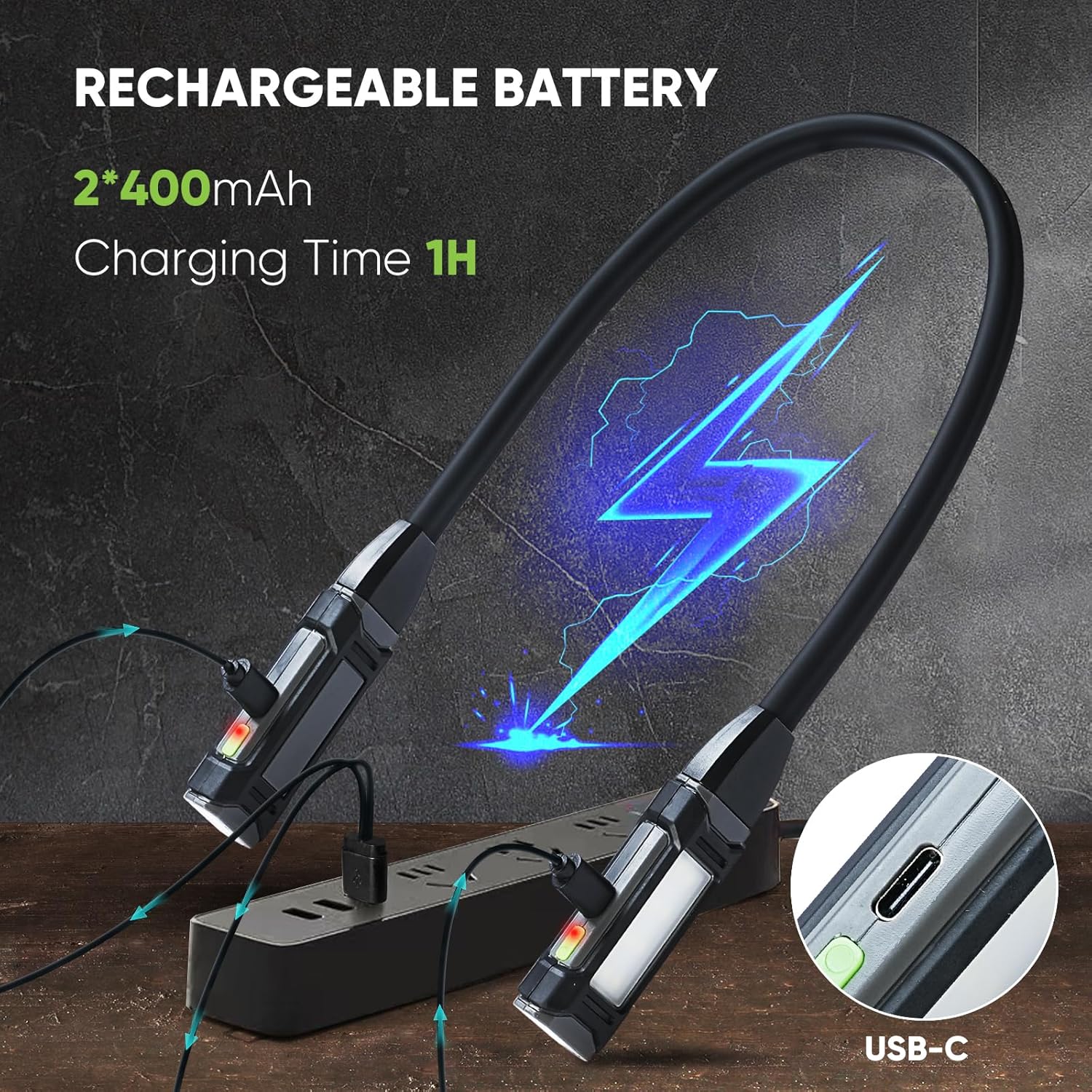 Durapower Neck Light Rechargeable Work Light with Magnetic Base