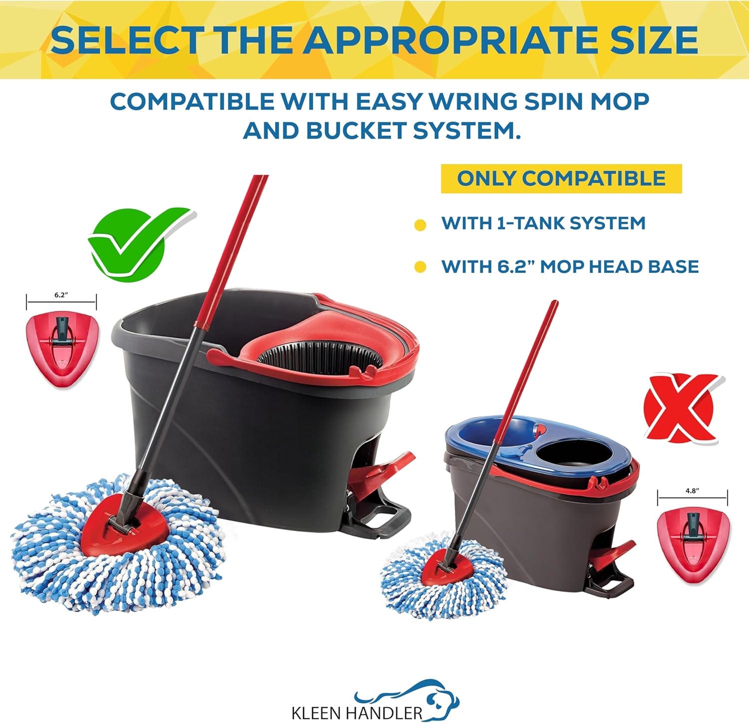 KLEEN HANDLER Microfiber Spin Mop Refill Heads 6-Pack Blue