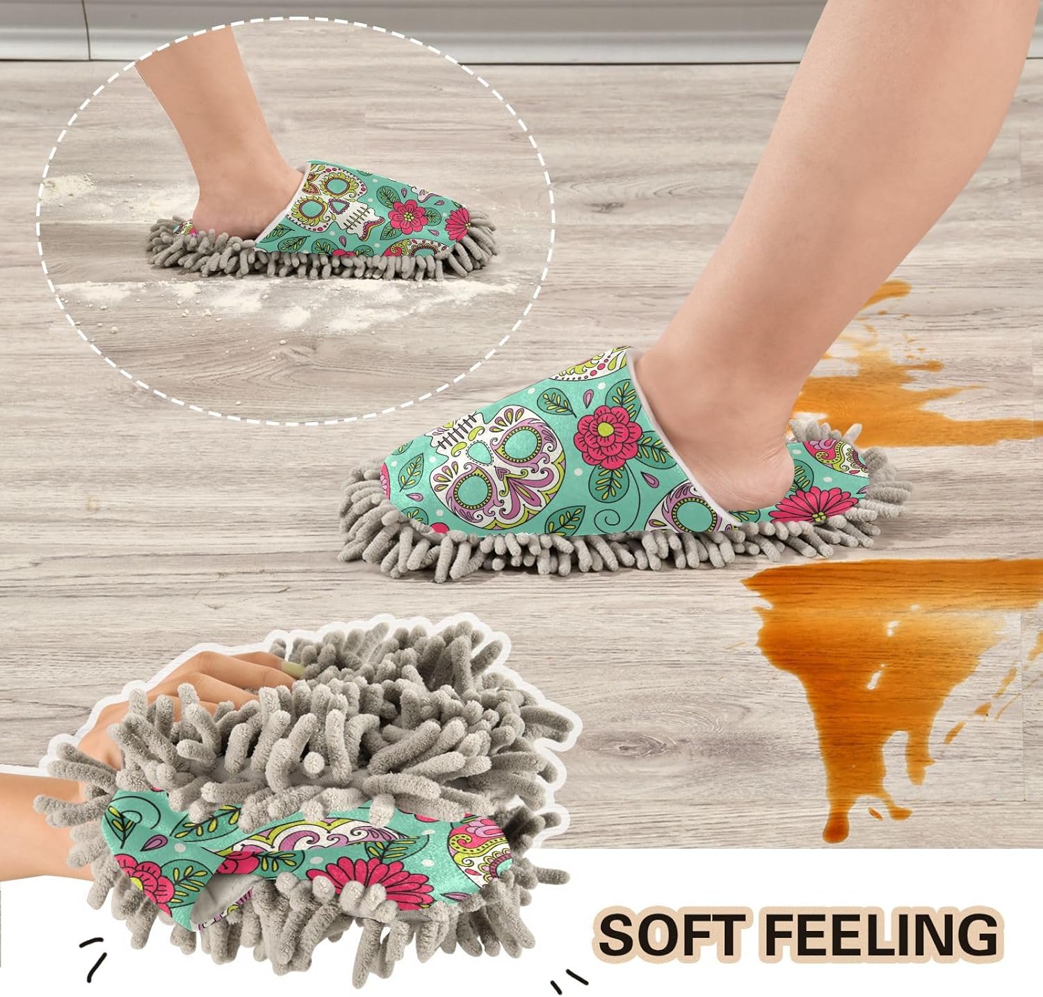 Sinestour Blue Mop Slippers for Floor Cleaning