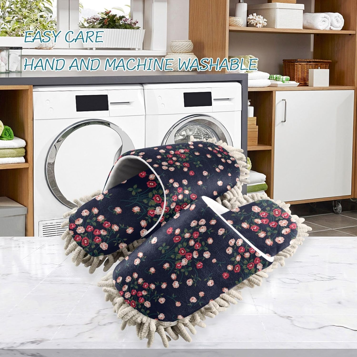 Kigai Microfiber Slippers with Bohemian Flowers for Women Men