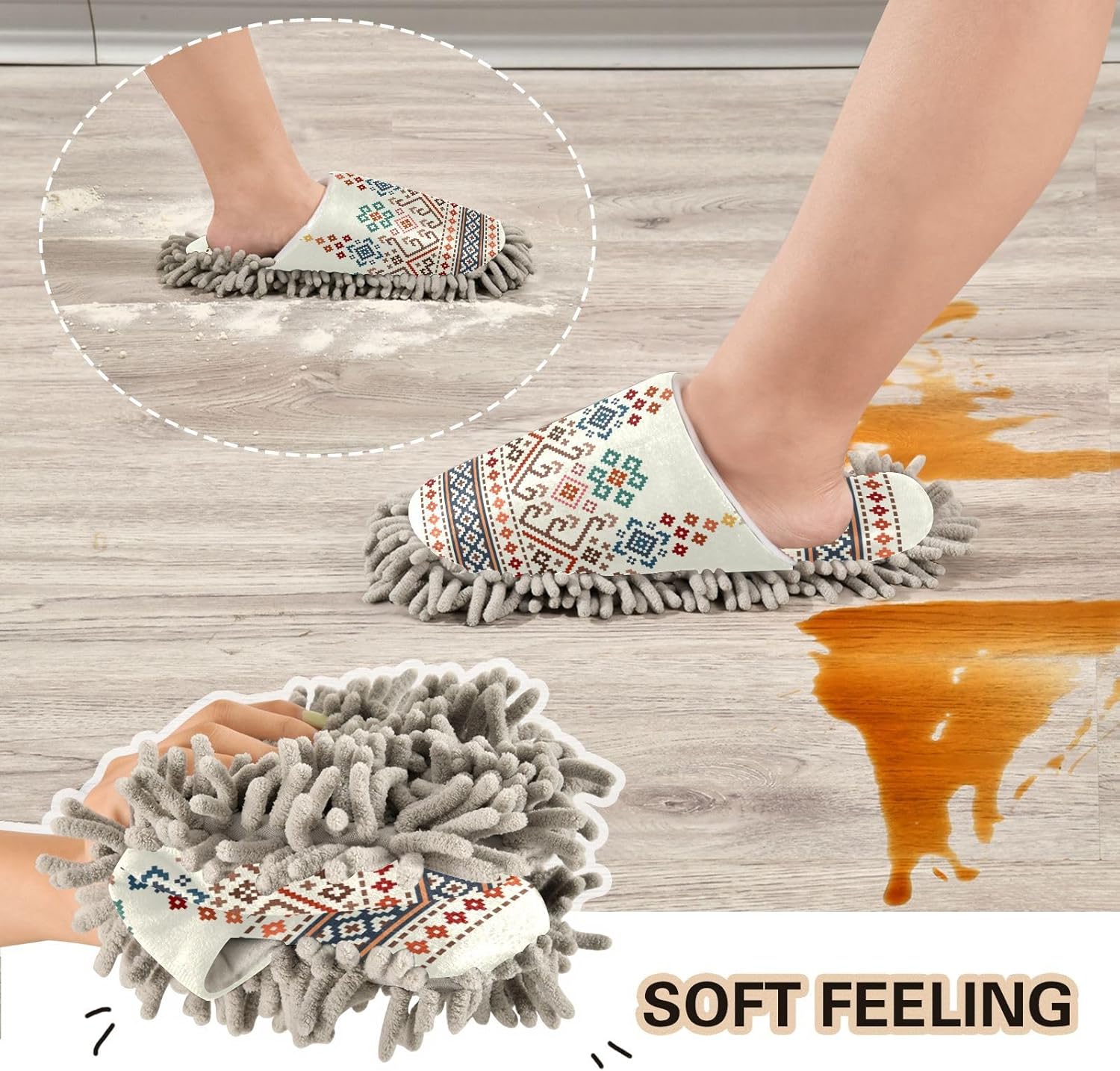 Kigai Microfiber Slippers with Ikat Pattern - Size L 1