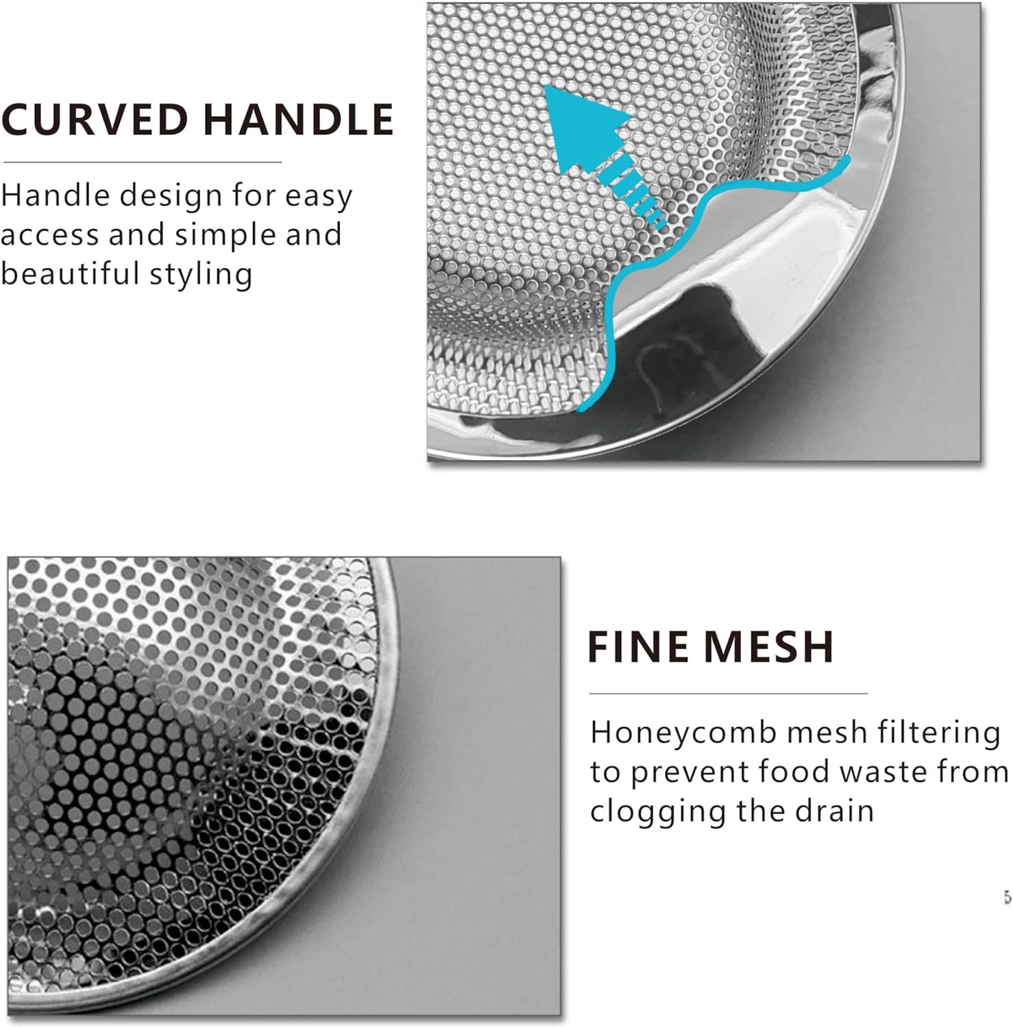 JATYP 2 Pack Stainless Steel Kitchen Sink Strainer with Upgrade Handle