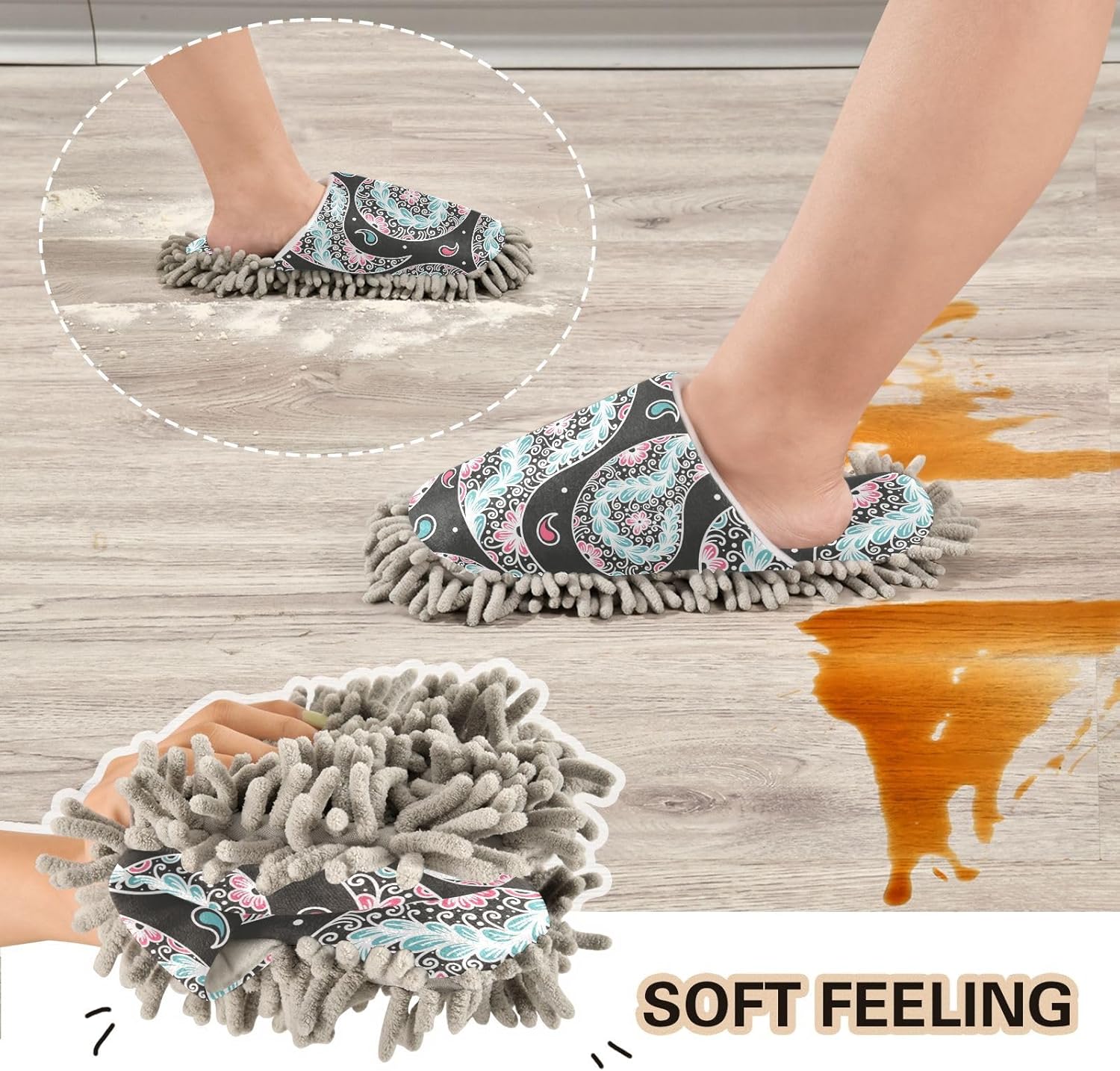 Kigai Microfiber Slippers with Paisley Pattern