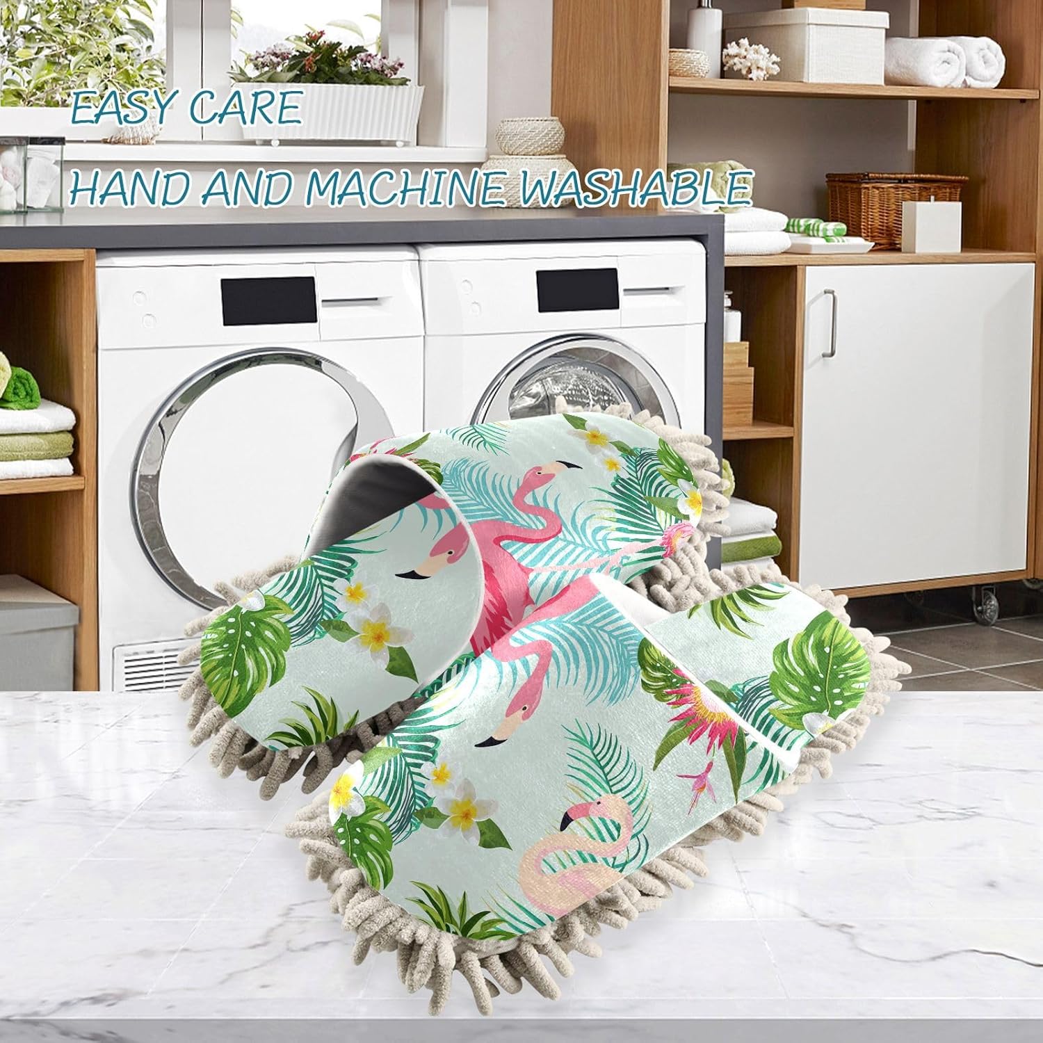 Sinestour Flamingo Mop Slippers for Floor Cleaning 1
