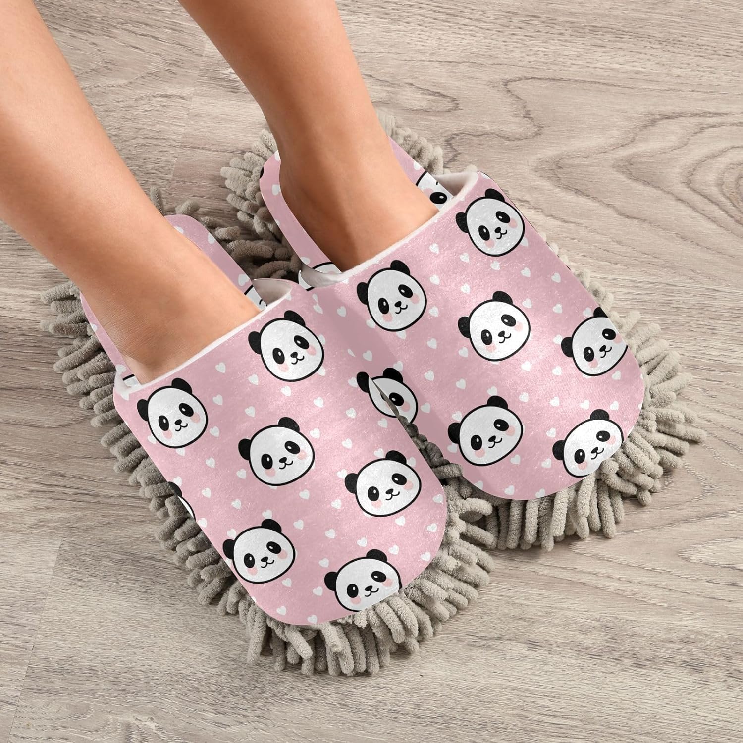 Sinestour Panda Pink Mop Slippers for Floor Cleaning