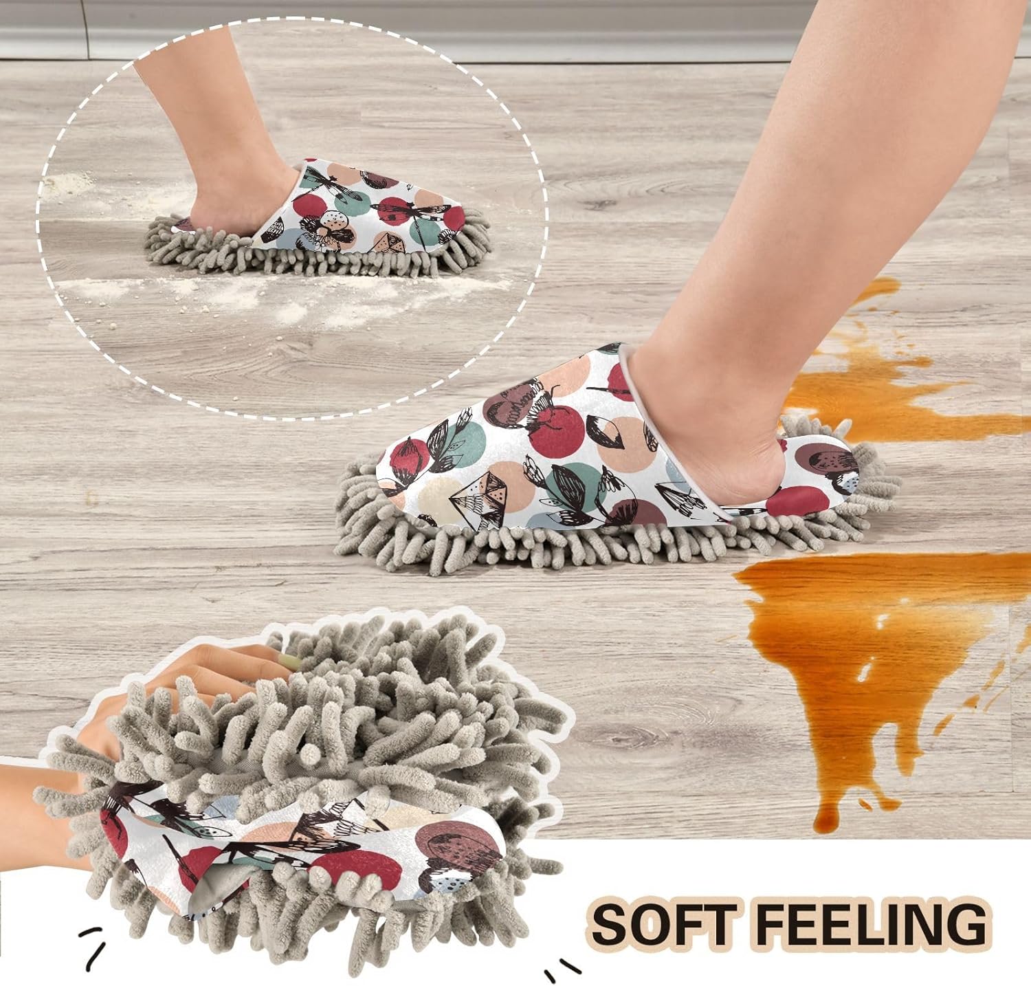 Sinestour Dragonflies Mop Slippers for Floor Cleaning 1