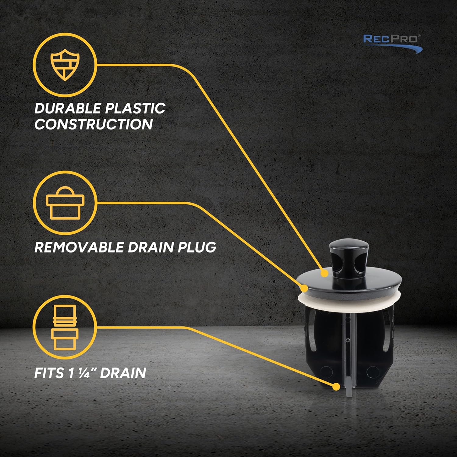 RecPro RV Drain Stopper - 1 14 Fit Black