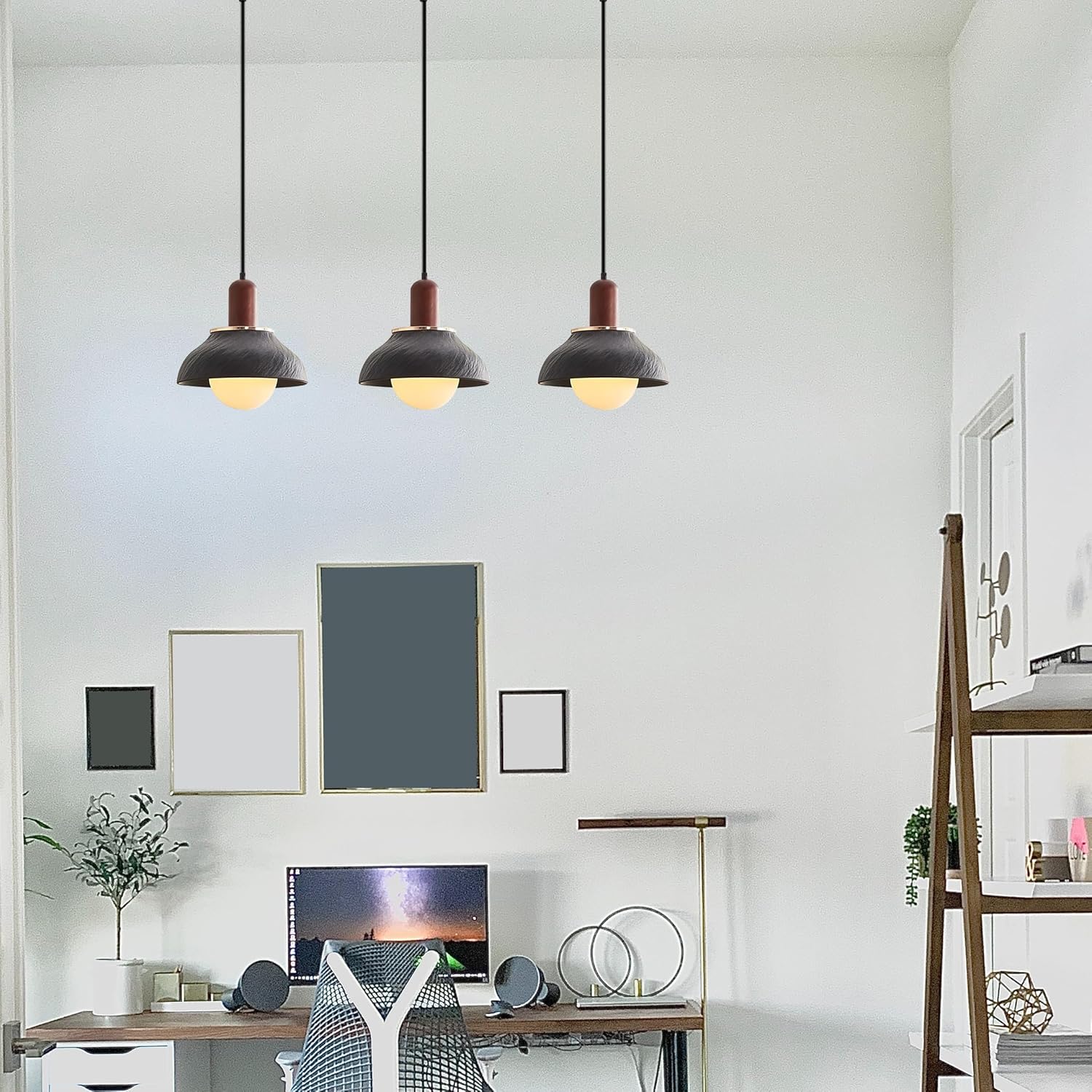 Kiven L Style 2-Wire Track Pendant Light with Black Ceramic Shade 1