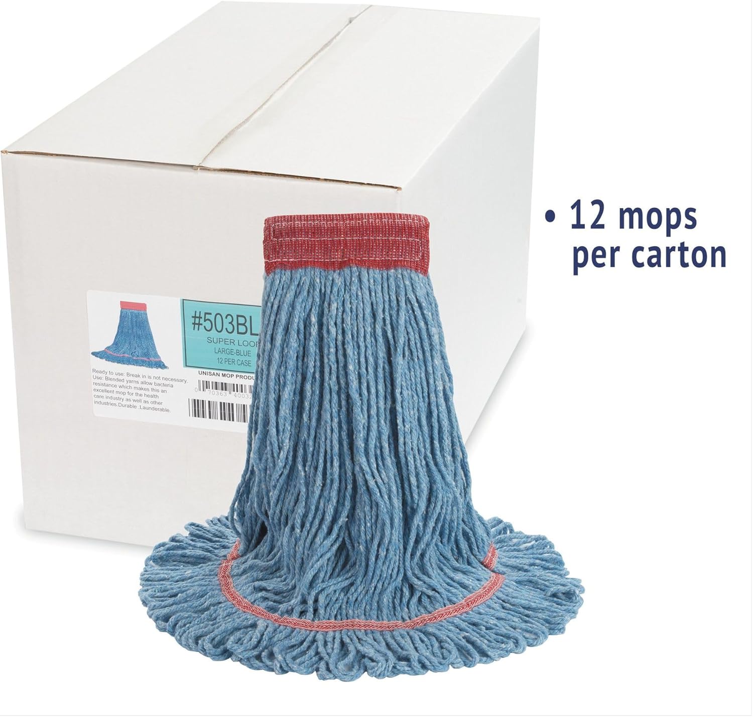 Boardwalk BWK503BLEA 5 in Wet Mop Head - Large Blue