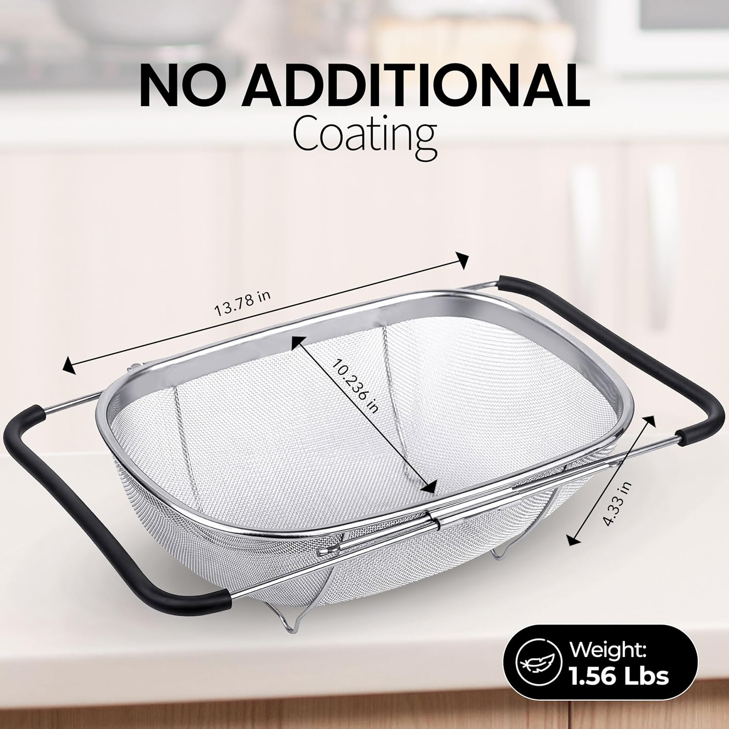 Alpine Cuisine 14x95 In Over the Sink Colander with Expandable Handle