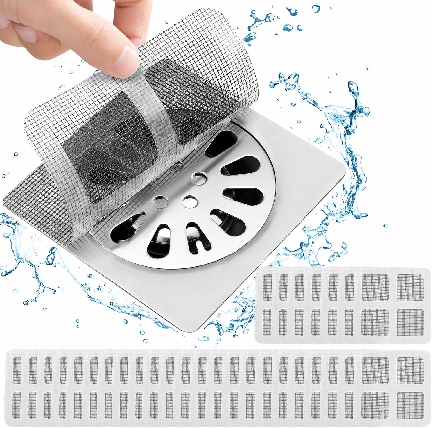 30PCS Pack Disposable Hair Catcher Drain Cover Mesh Stickers