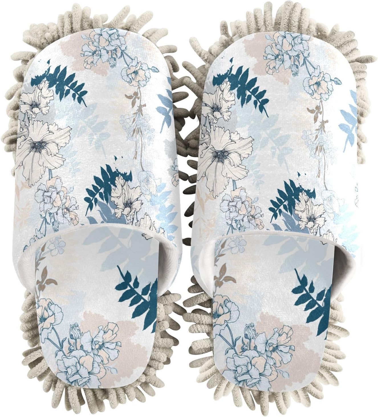 Kigai Microfiber Slippers with White Flowers Design