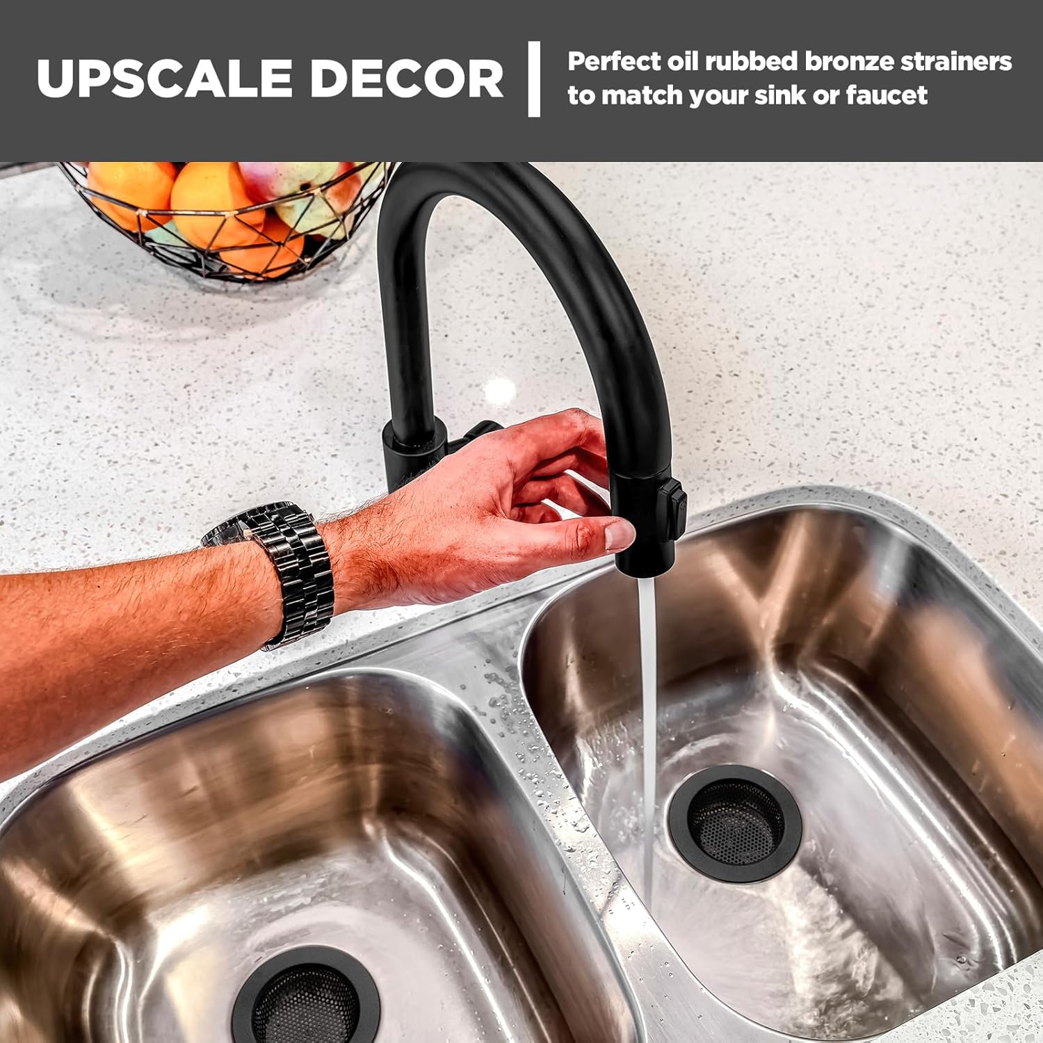 Retisee 2 Pcs Stainless Steel Sink Strainer Matte Black