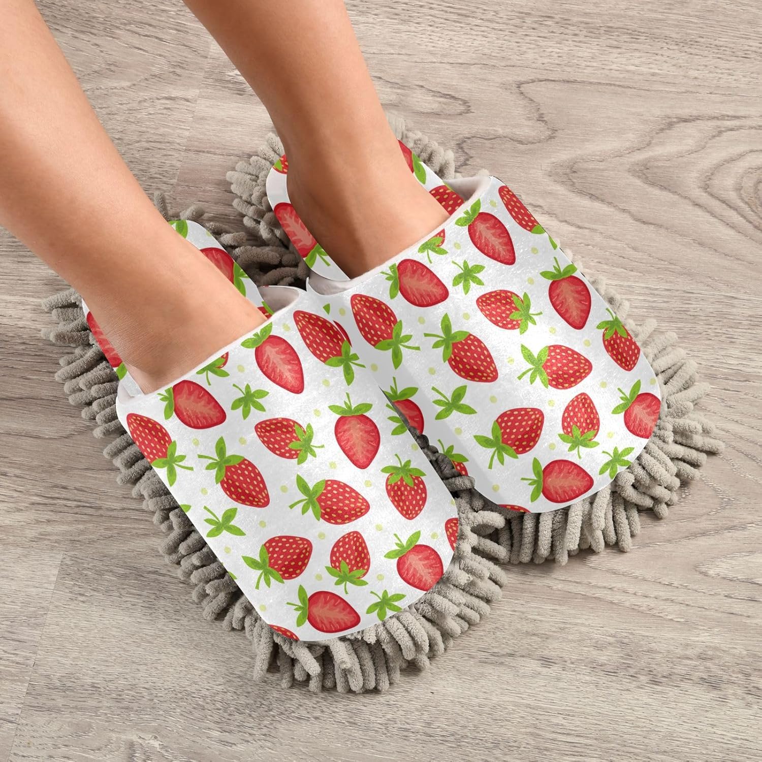Sinestour Fruits Strawberry Mop Slippers for Floor Cleaning 1
