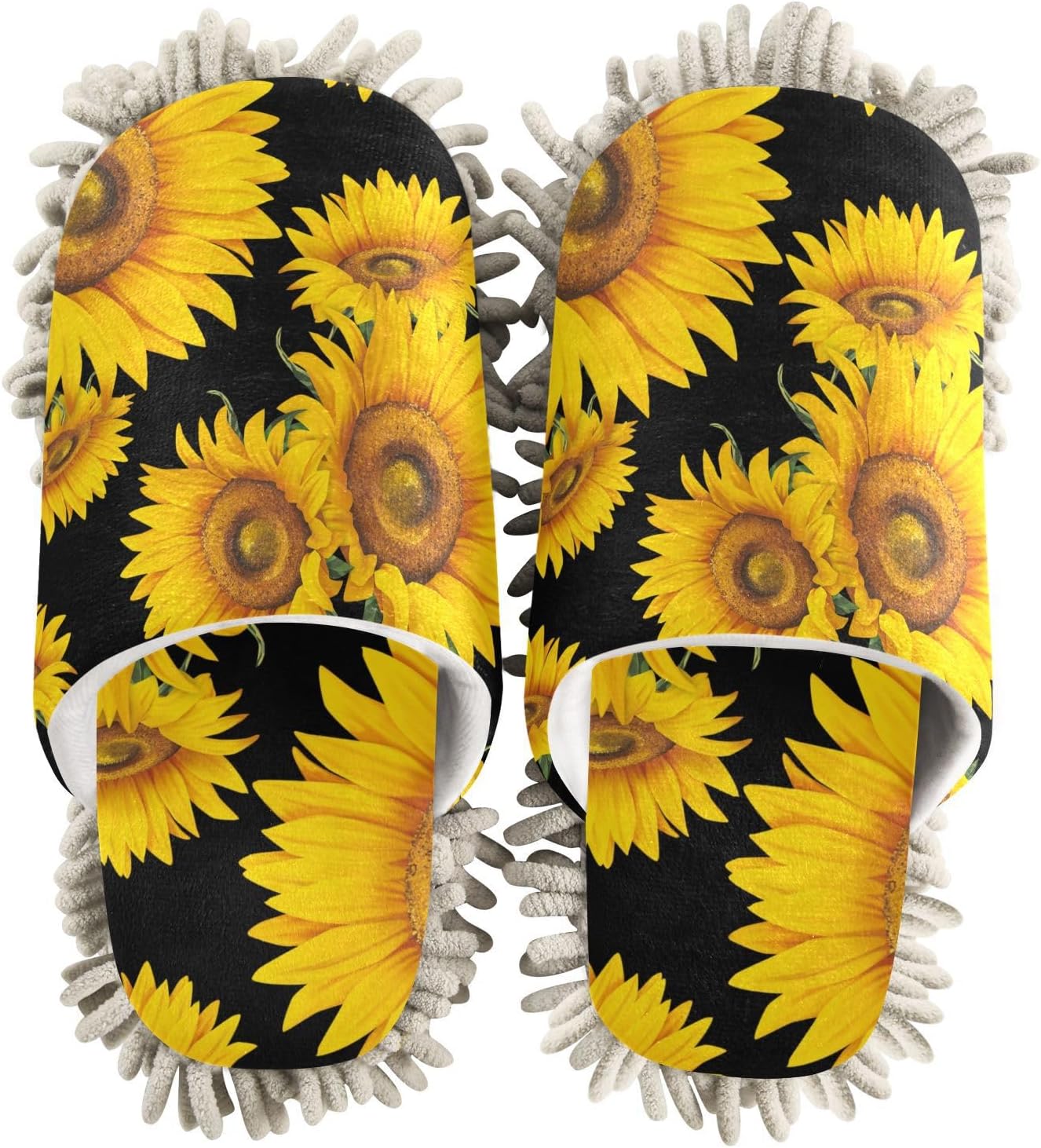Sinestour Sunflowers Mop Slippers for Floor Cleaning