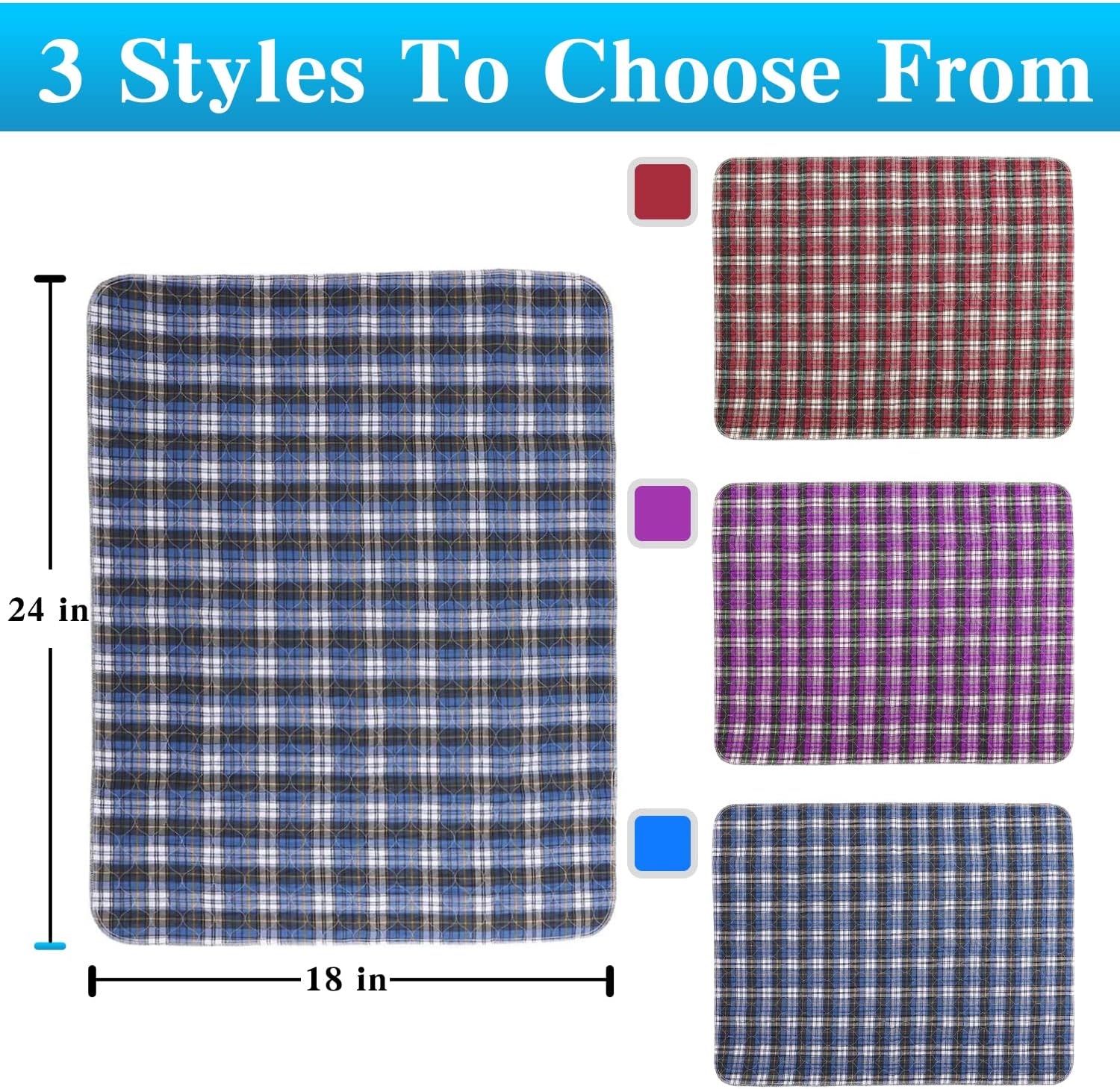 pegirra Non-Slip Bed Pads 18 x 24 Waterproof Reusable