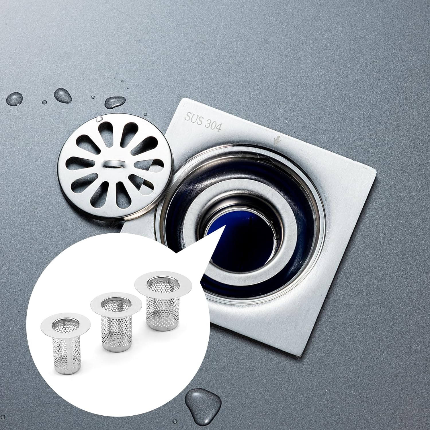 Faotup 3Pcs Stainless Steel Sink Strainer for Kitchen and Bathroom