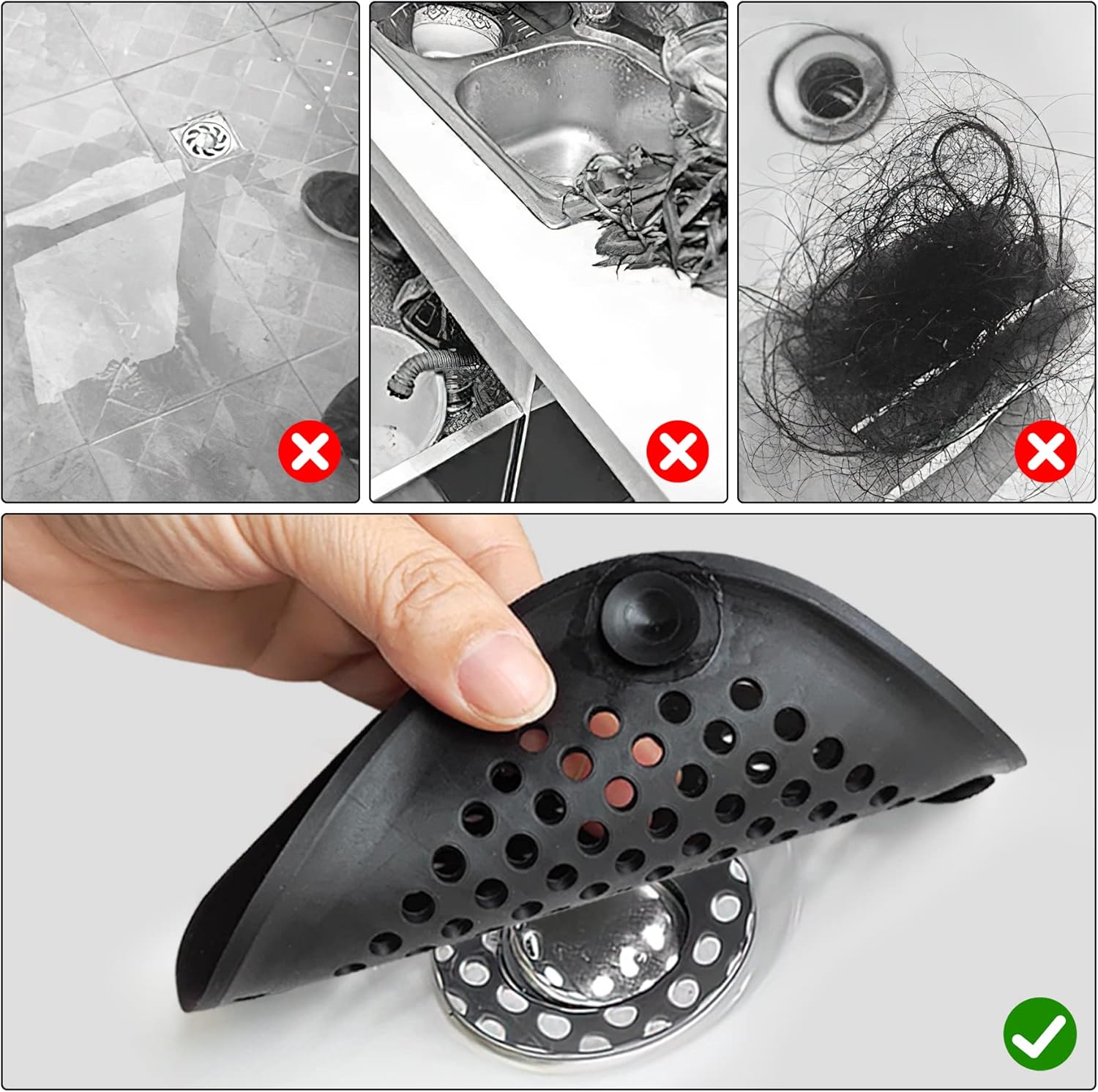 Philbinden 2-Piece Shower Drain Hair Catcher with Suckers