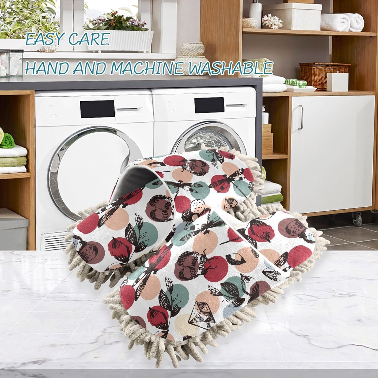 Sinestour Dragonflies Mop Slippers for Floor Cleaning 1