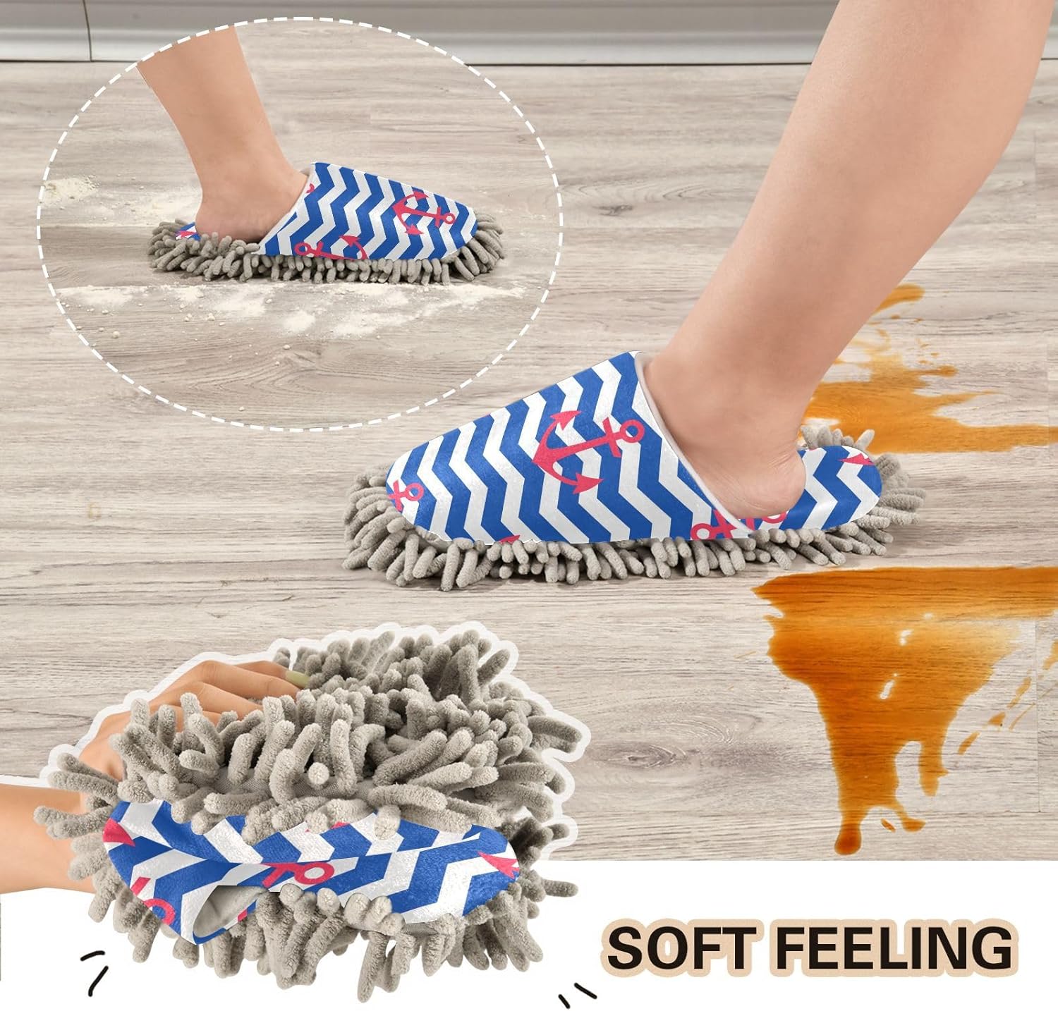 Sinestour Wavy Mop Slippers for Floor Cleaning