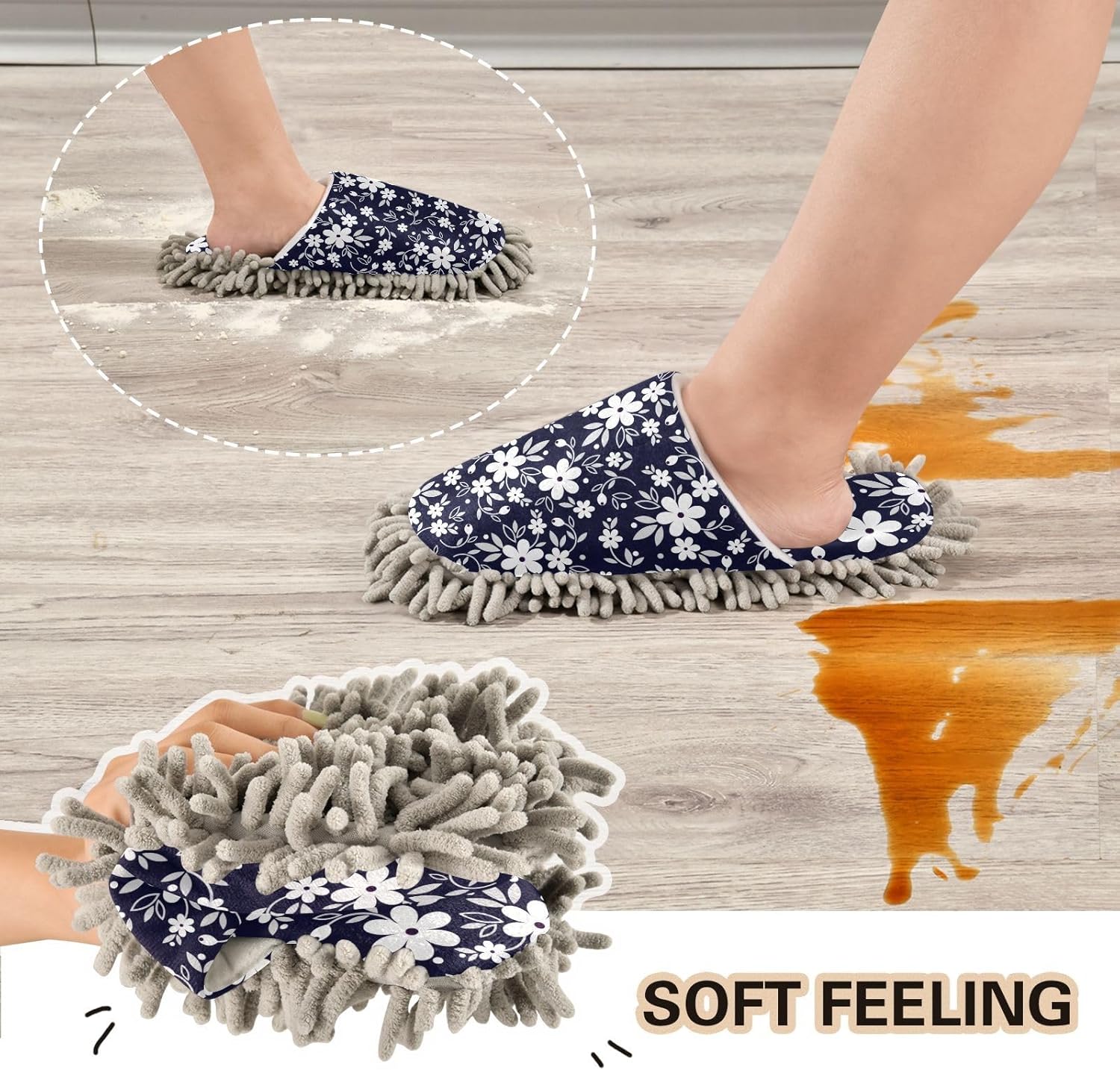 Kigai Microfiber Slippers with Floral Design - L Size