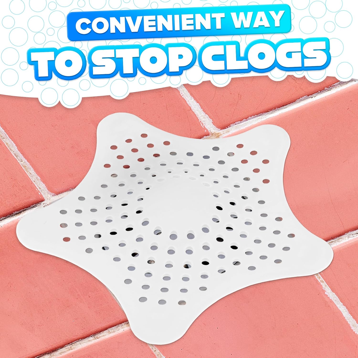 BURIUS 3Pcs Starfish Sink Strainers - Hair Catcher for Kitchen and Bath