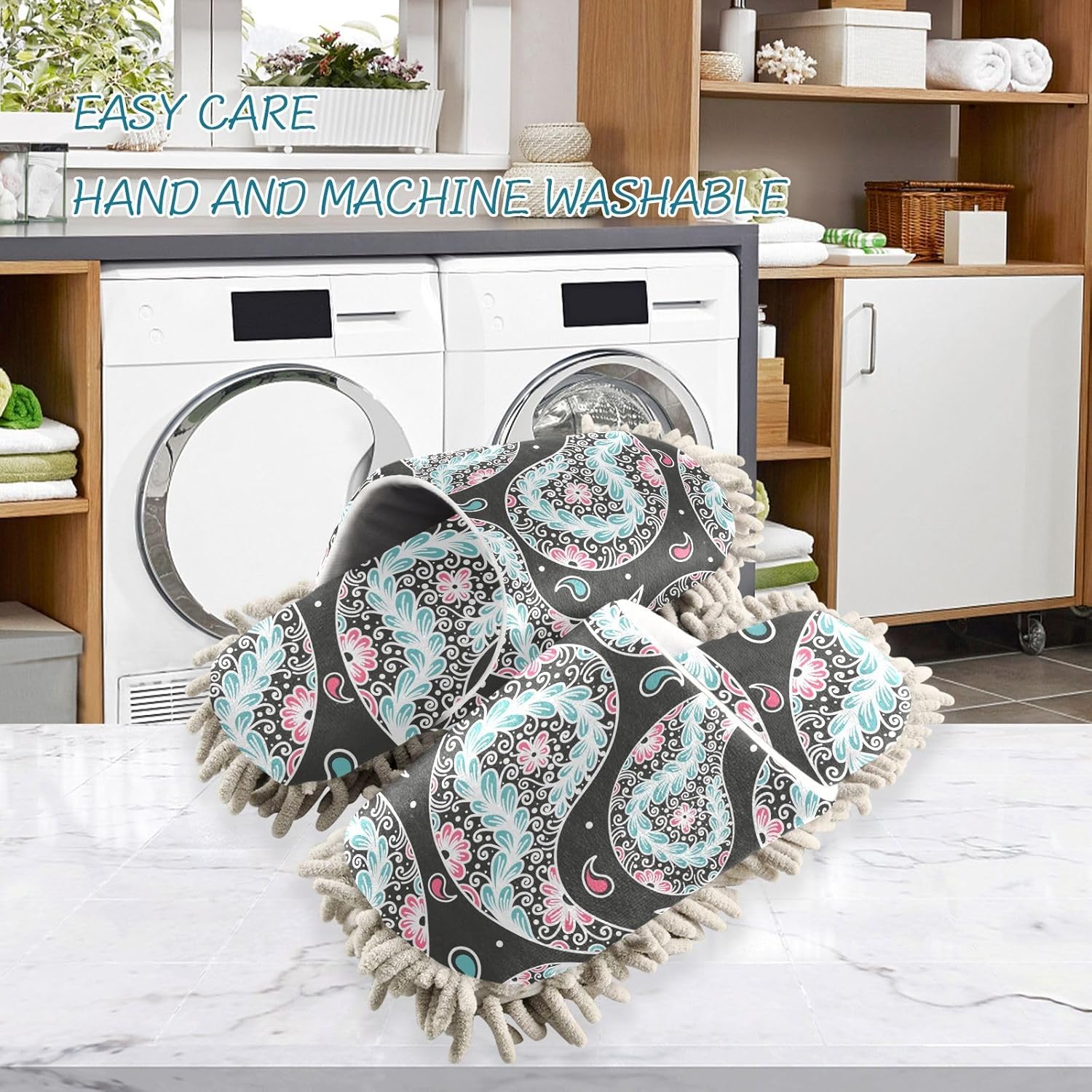 Kigai Microfiber Slippers with Paisley Pattern