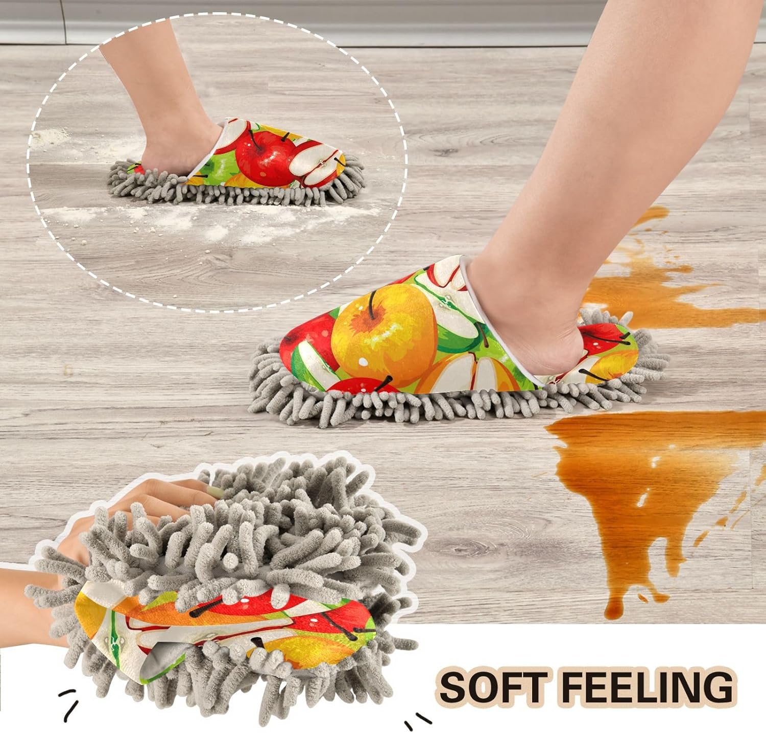 Sinestour Red Orange Mop Slippers for Floor Cleaning