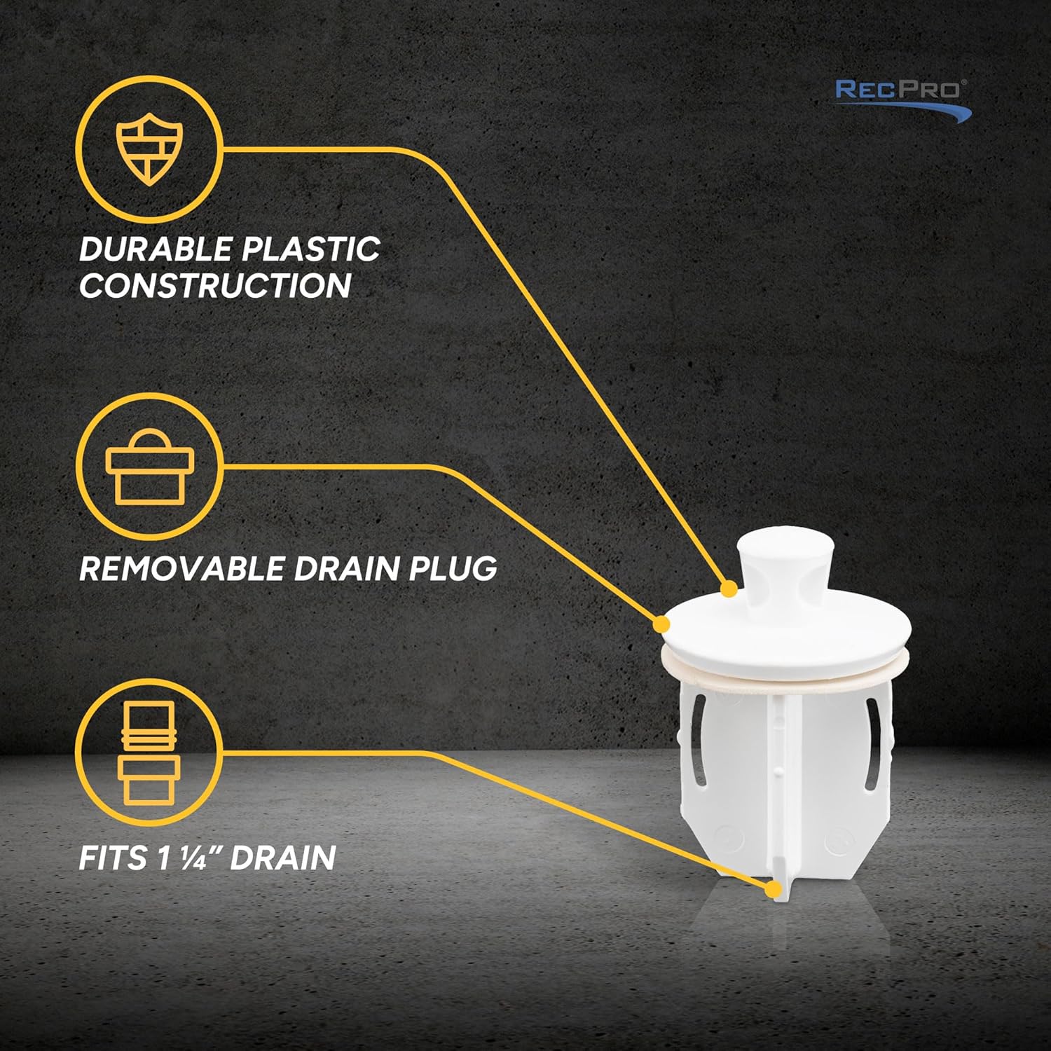 RecPro RV Drain Stopper 1 14 White
